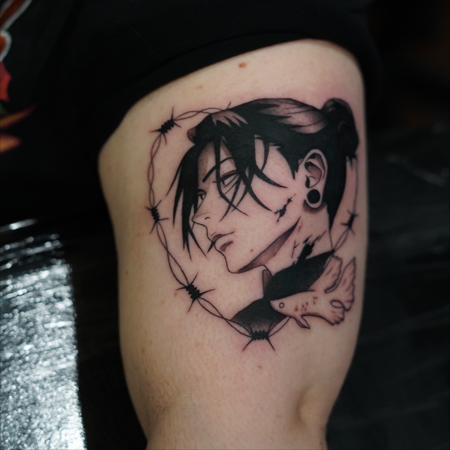 Anime character anime tattoo on the forearm by Julio Ferrer