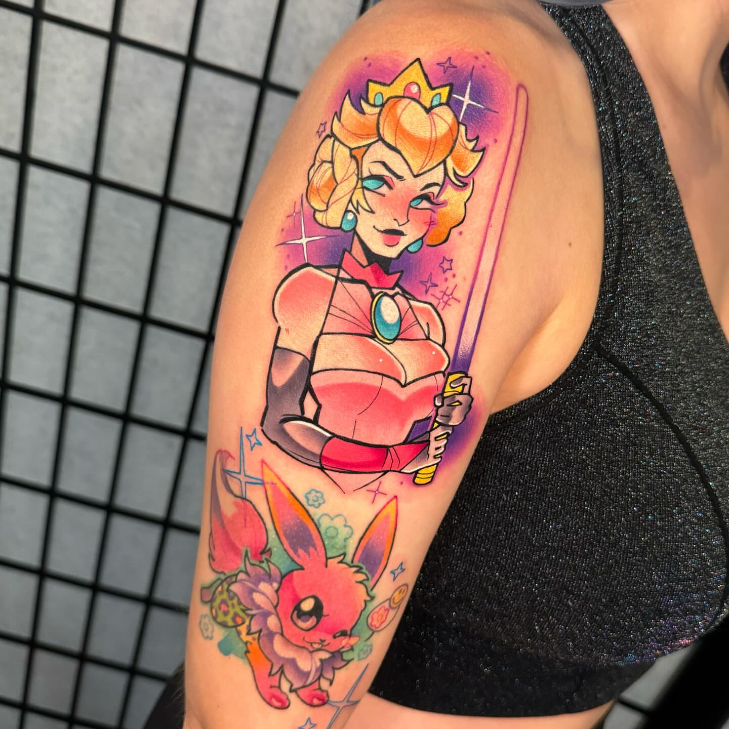 Princess Rosalina new school tattoo on the upper arm by Taylor Nicoll Chunn