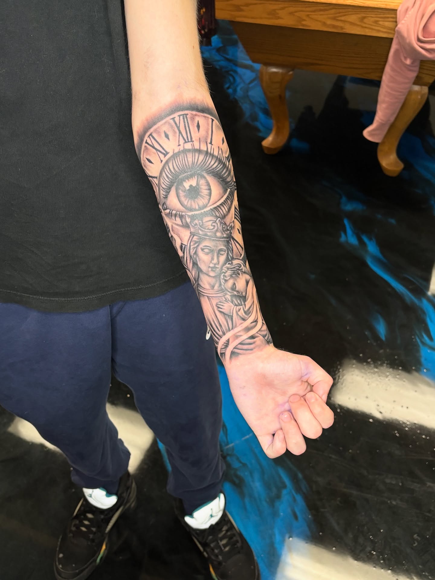 Eye and clock realism tattoo on the forearm by Vonte Seay