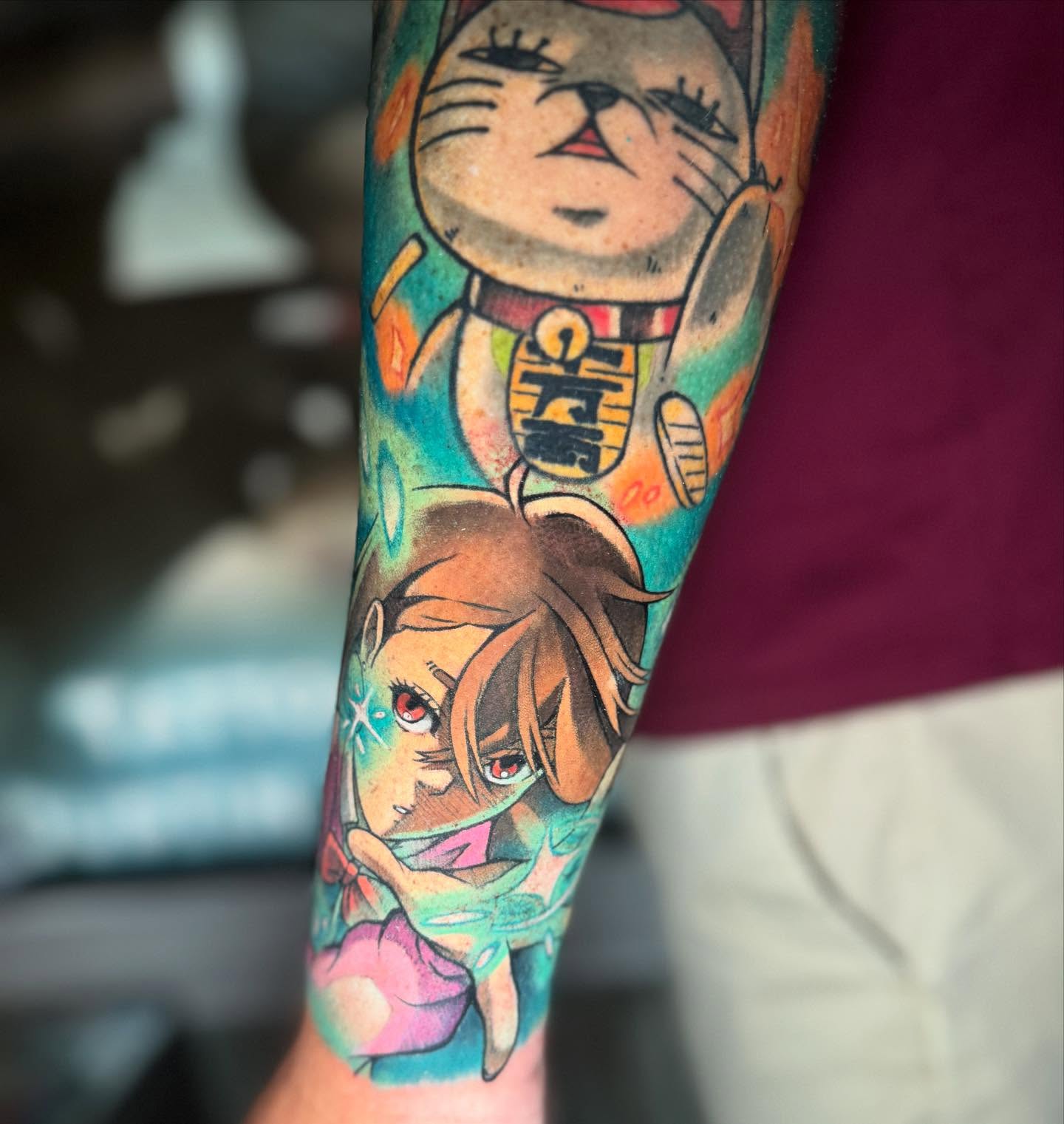 Tattoo by @piercingsbybefffff_ — anime, dotwork