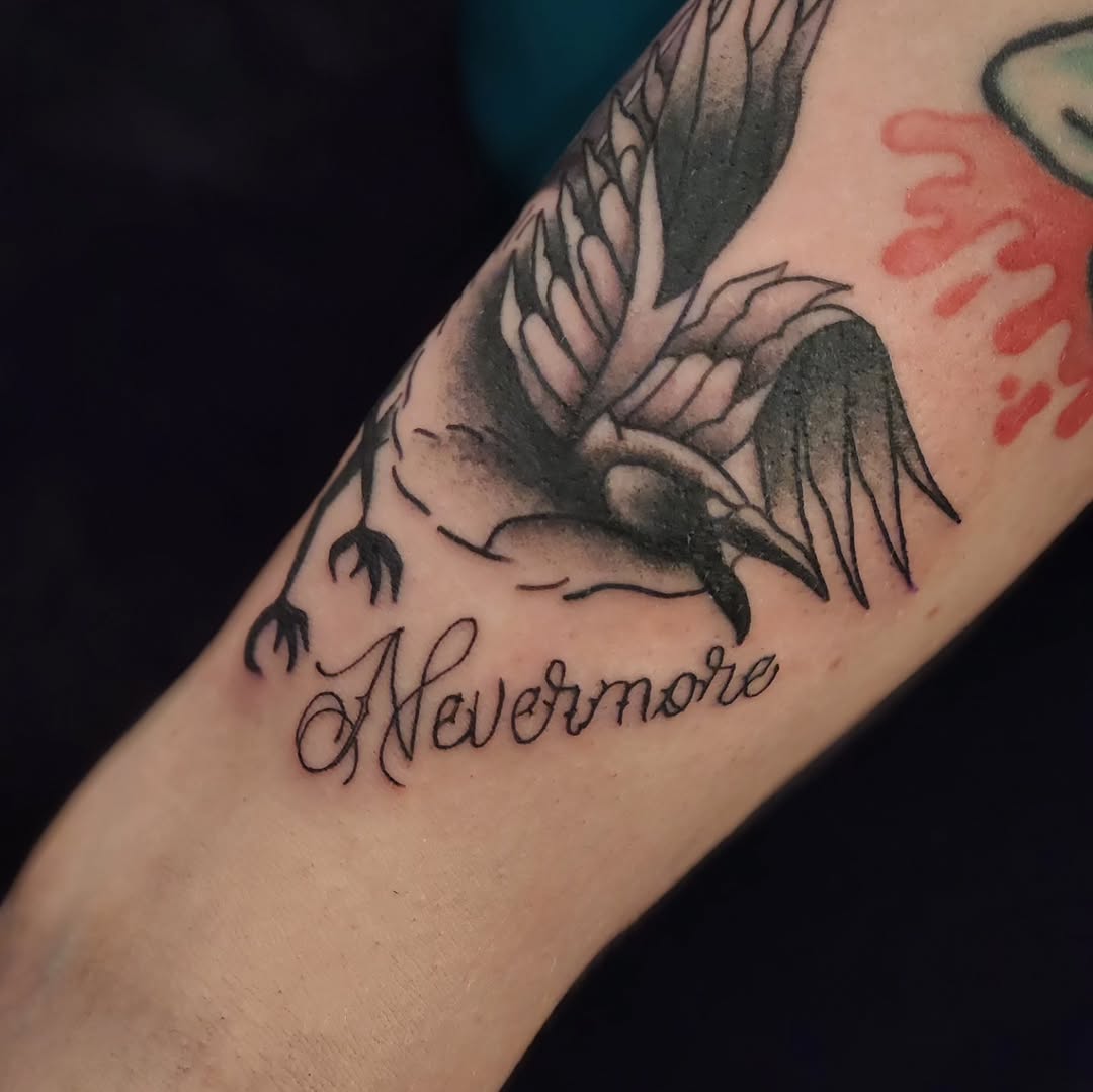 Tattoo by @queenofchaostattoos — lettering_script, black_and_grey