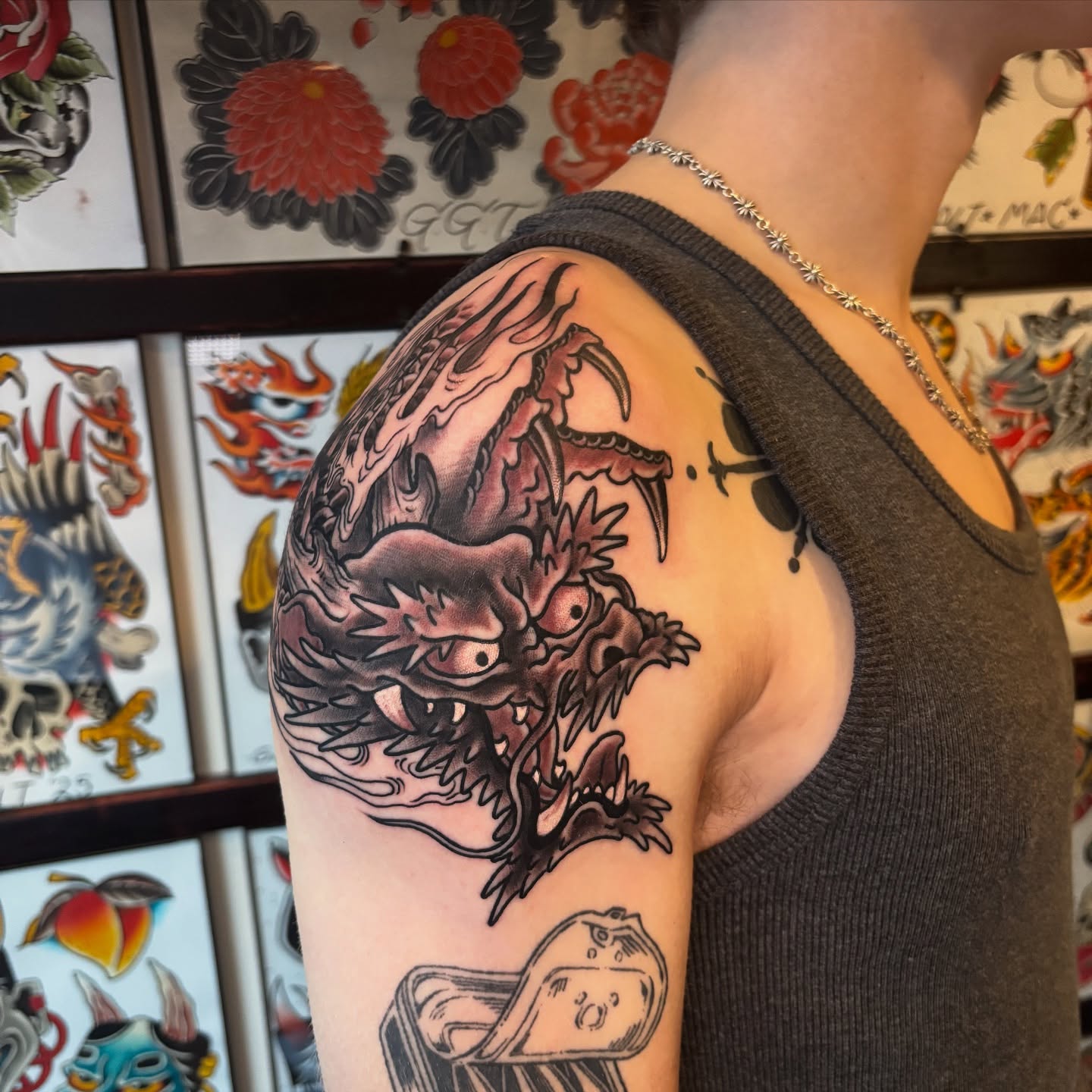 Tattoo by @mikemactattoo — american_traditional, black_and_grey