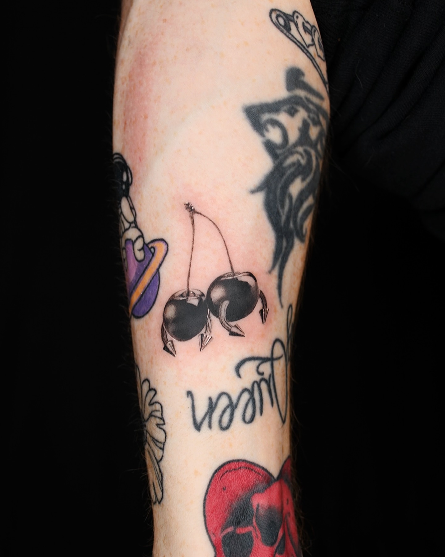 Cherry American traditional tattoo on the forearm by ππ²π§π§ ππ’π₯πππ« (π©π¦