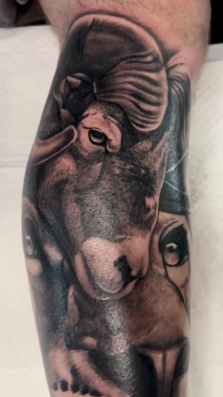 Tattoo by @harveyztattooz — realism, black_and_grey