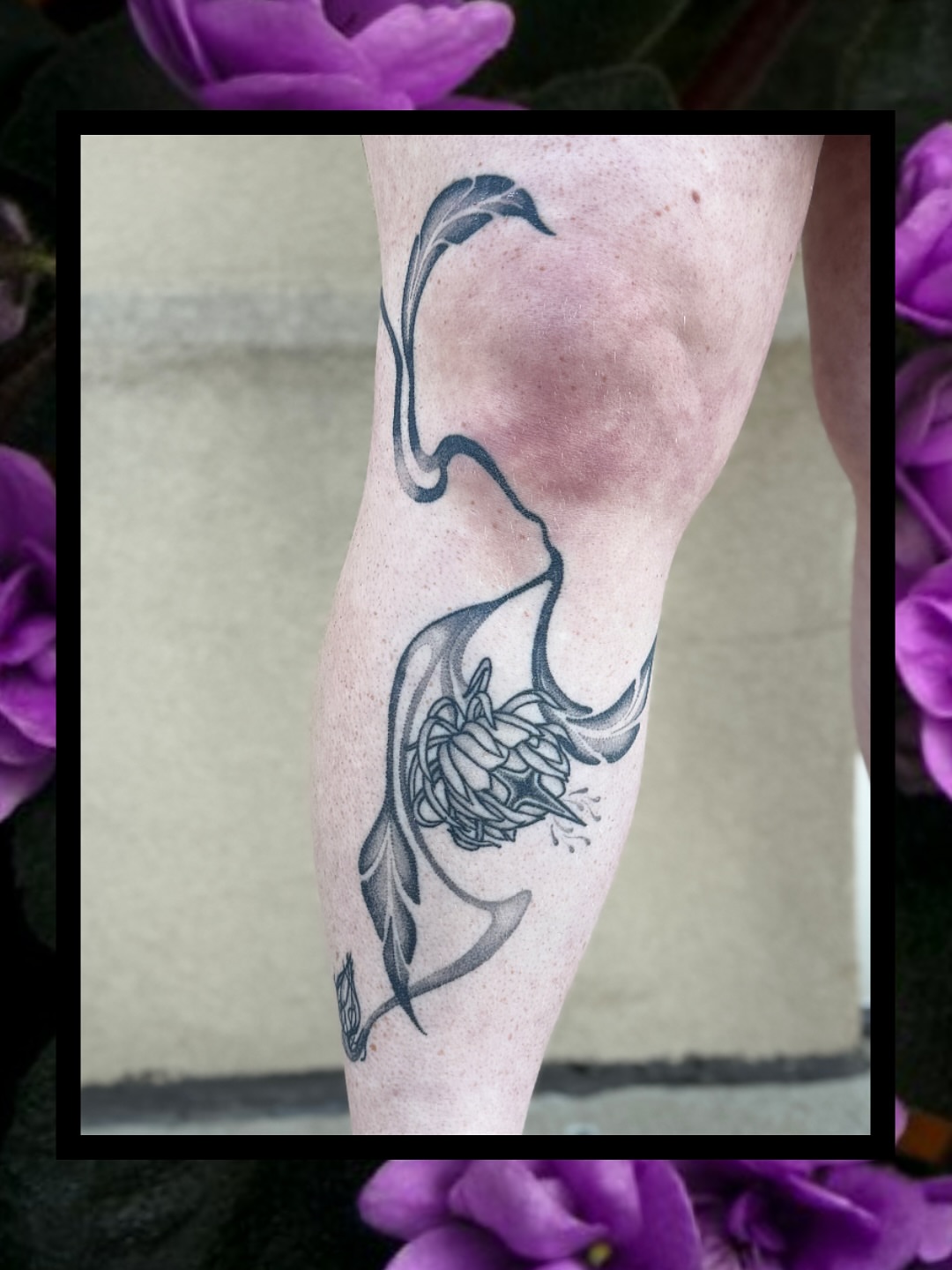 Floral design black and grey tattoo on the forearm by Sydney