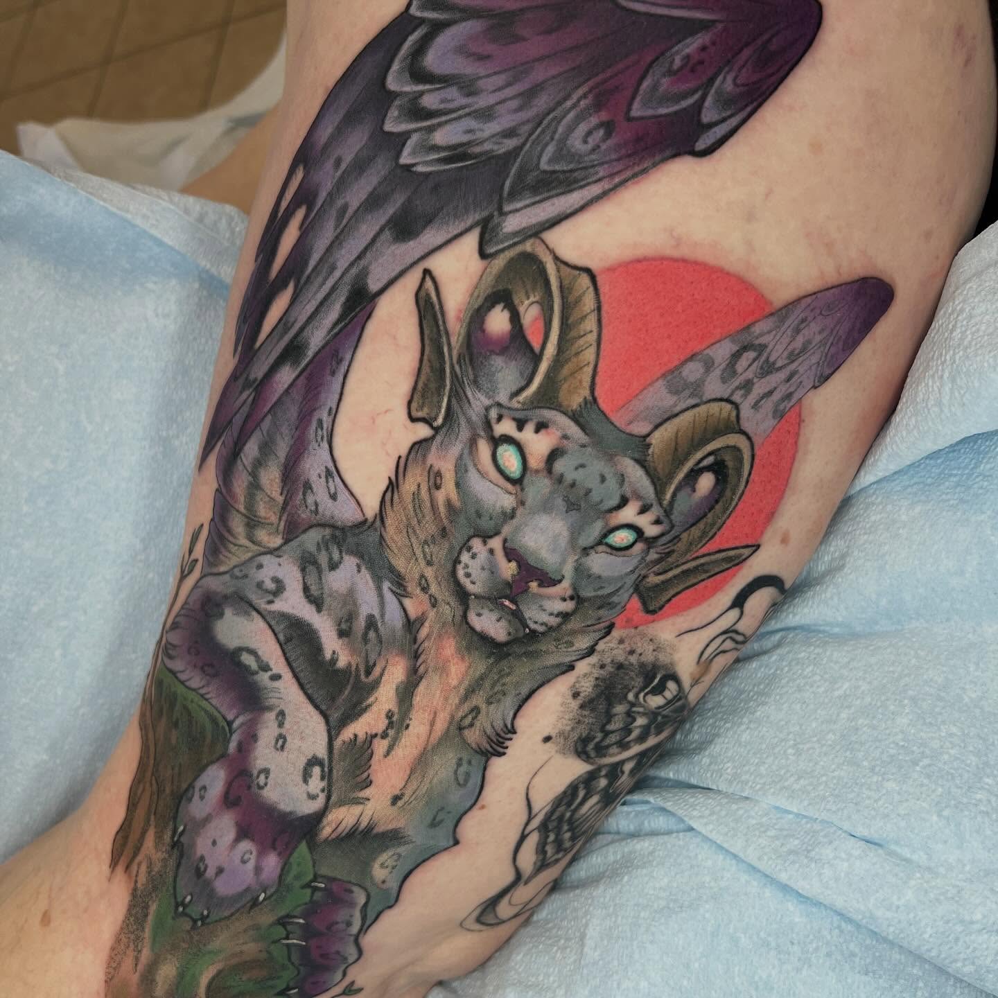 Mythical creature realism tattoo on the forearm by Kate Erso