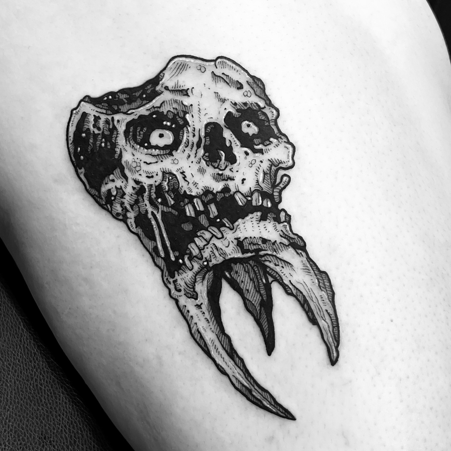 Tattoo by @jonvonschlong — black_and_grey, dark_realism
