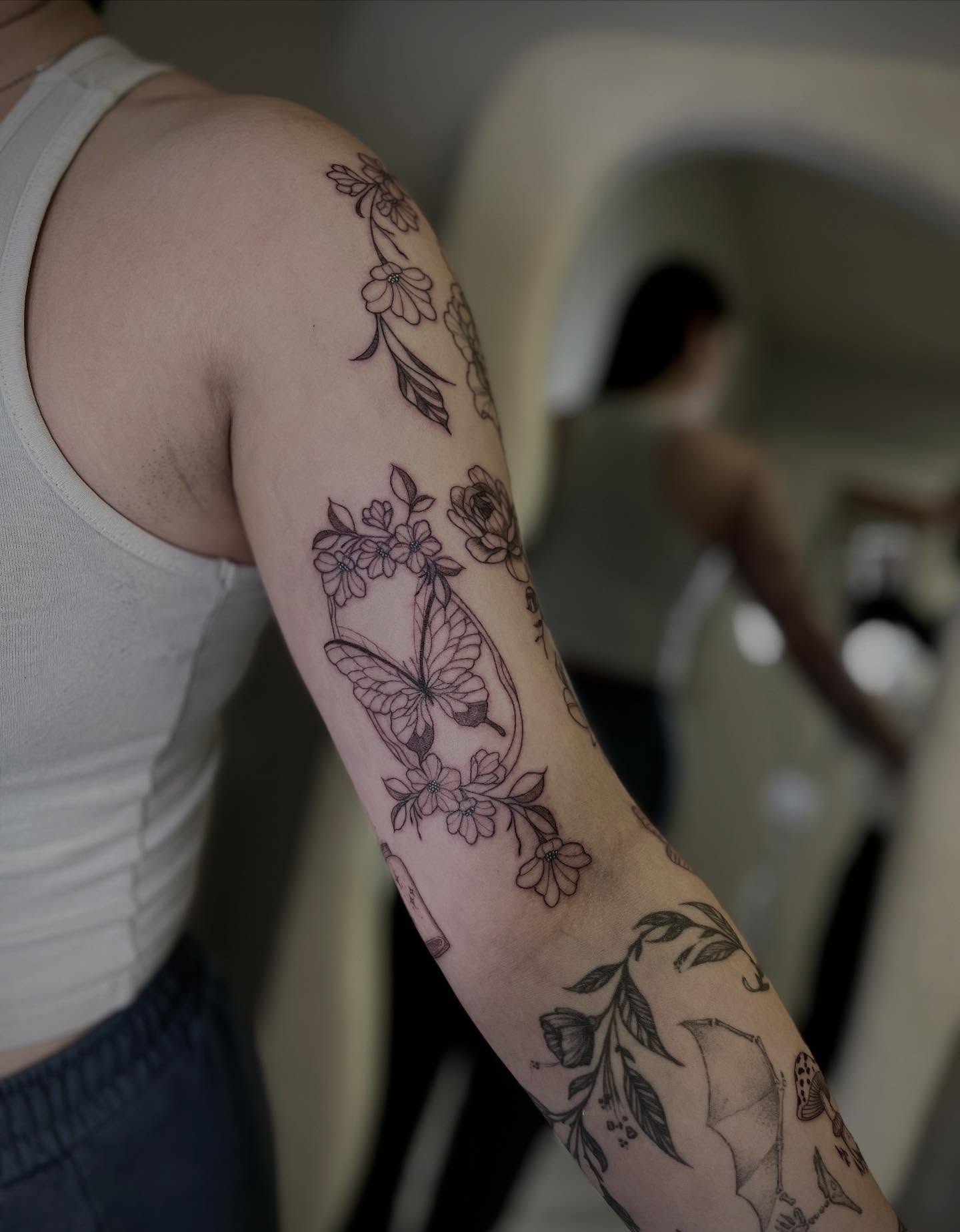 Tattoo by @catgirltattoo — black_and_grey