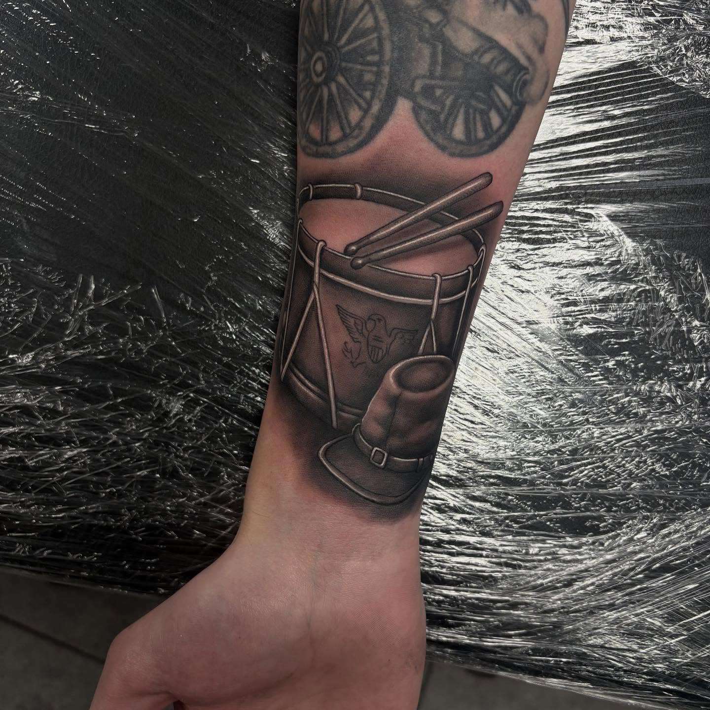 Tattoo by @bradbodenbendertattoos — realism, black_and_grey
