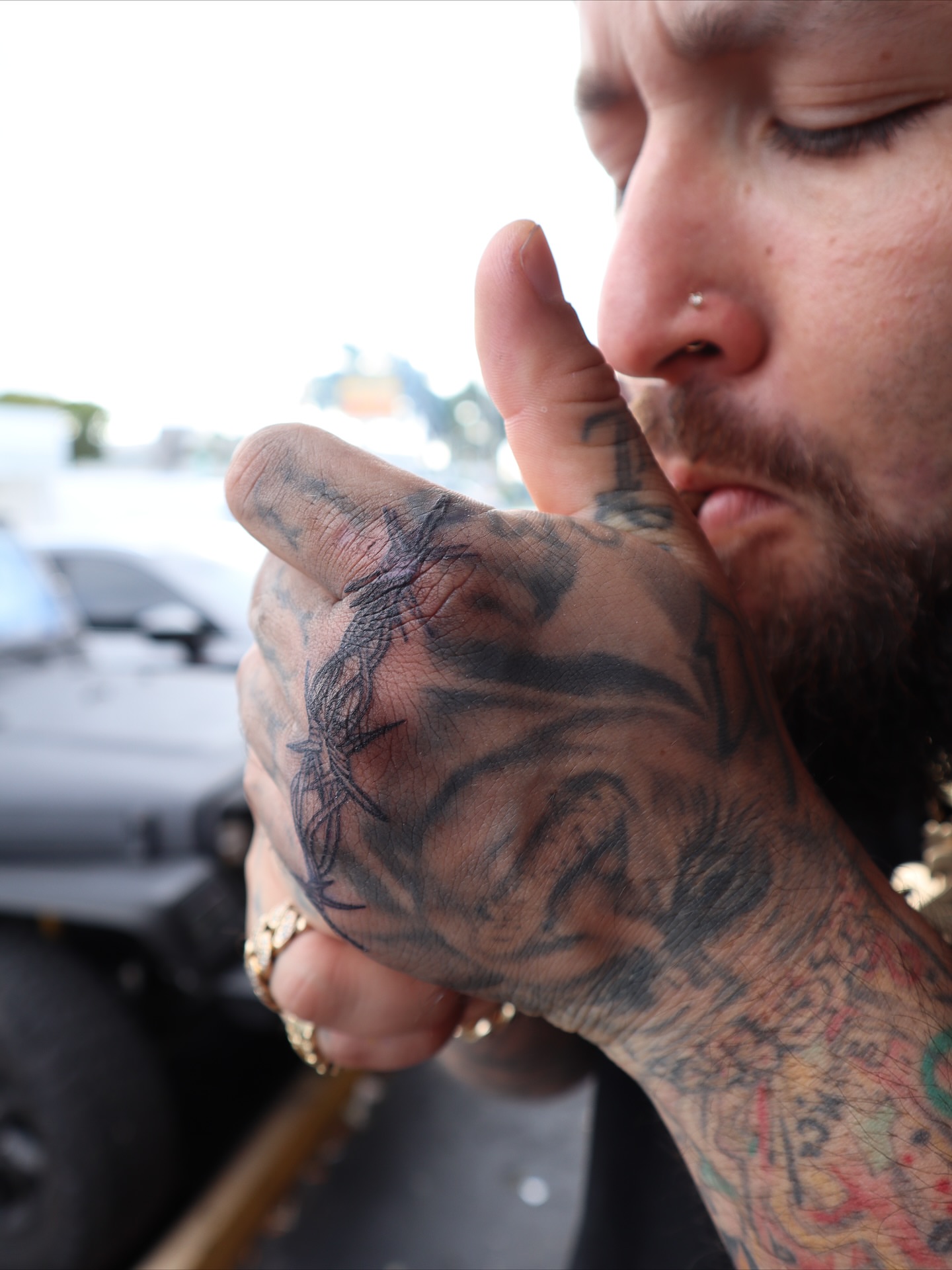 Tattooed hand black and grey tattoo on the hand by Elijah Cosme, Miami, Florida
