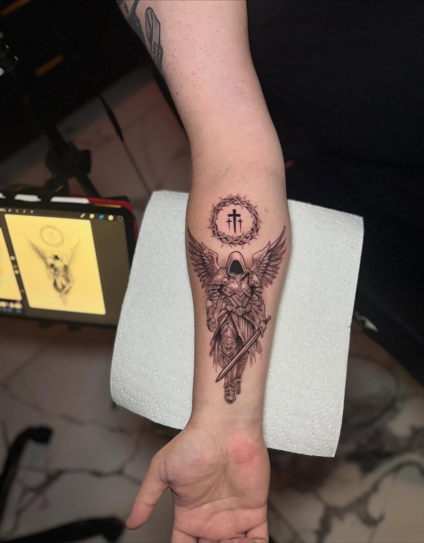 Tattoo by @tiptopartist — black_and_grey, realism