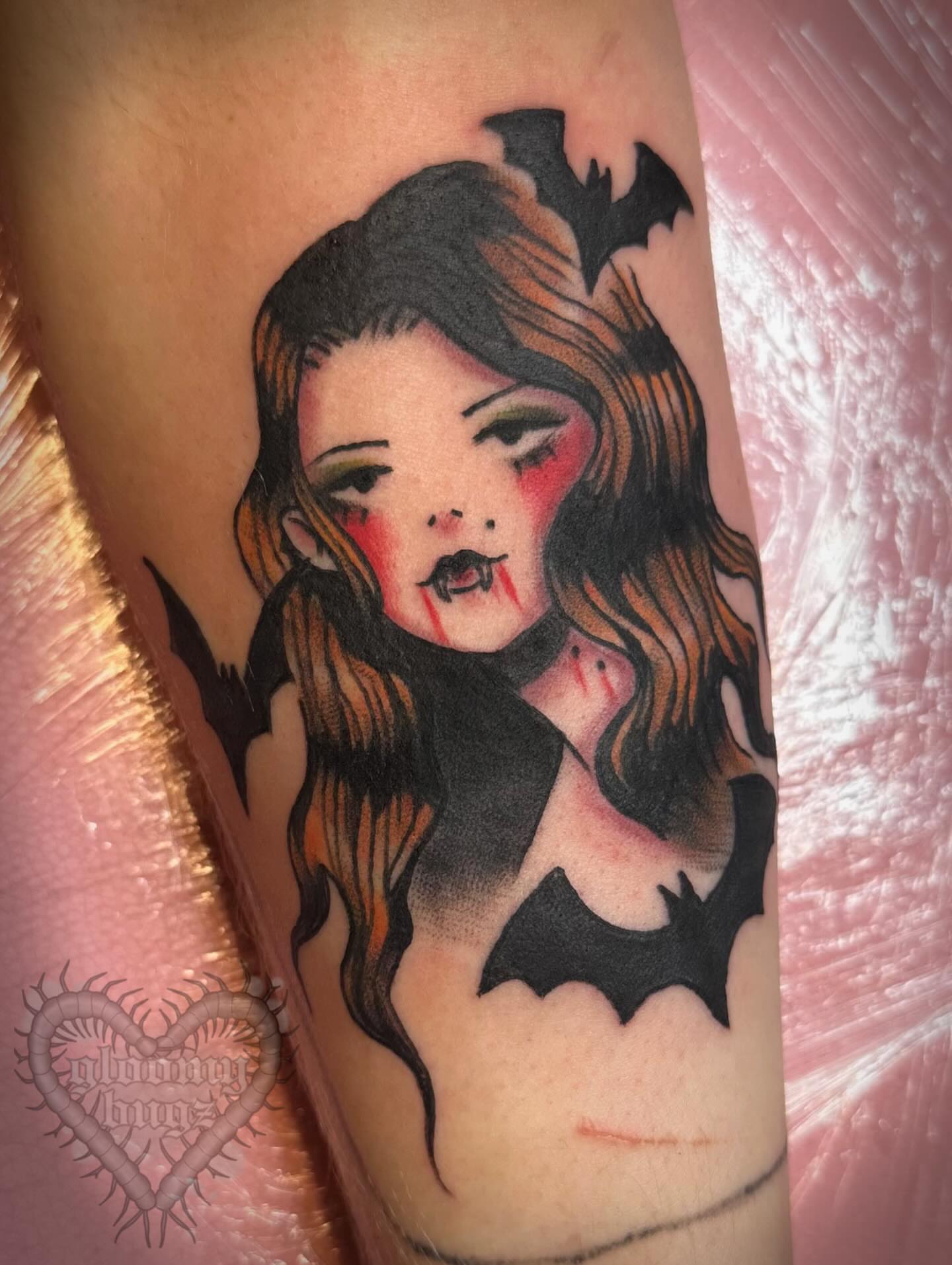 Tattoo by @gloomybugz — american_traditional, dark_realism