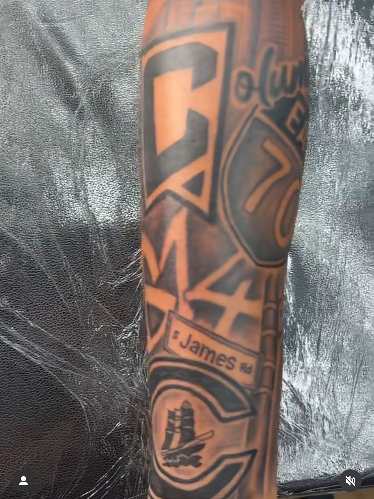 Football club crest geometric tattoo on the forearm by TC 🧚🏽, Columbus, OH