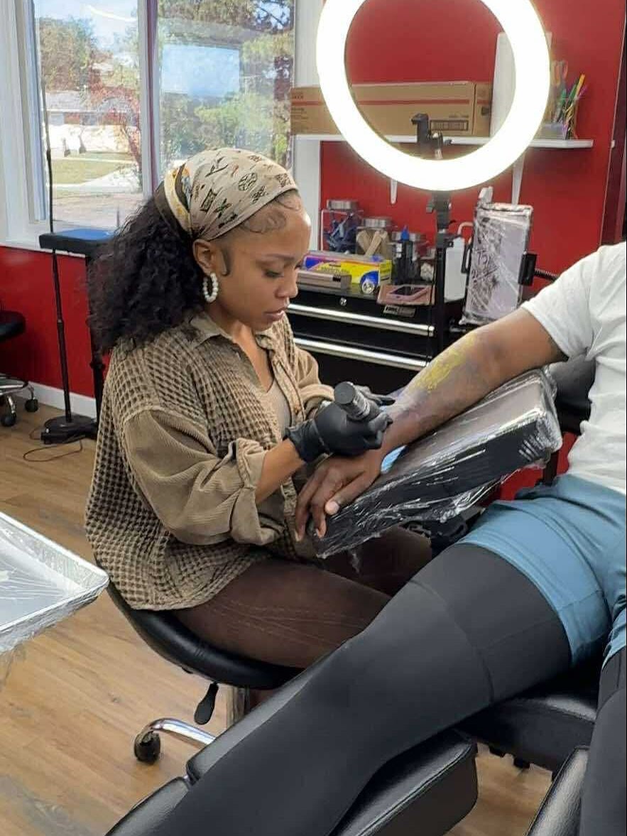Leg tattoo black and grey tattoo on the leg by TC 🧚🏽, Columbus, OH