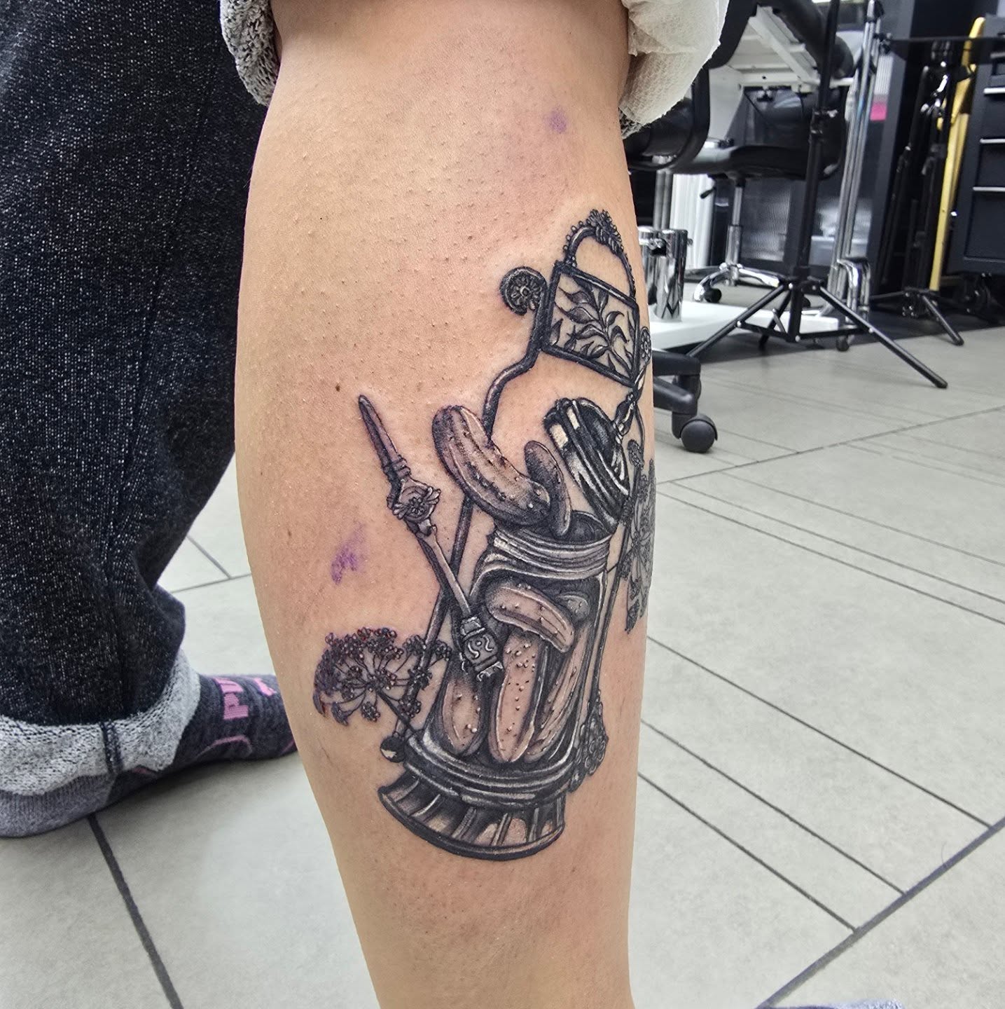 Tattoo by @tatpandaink — black_and_grey