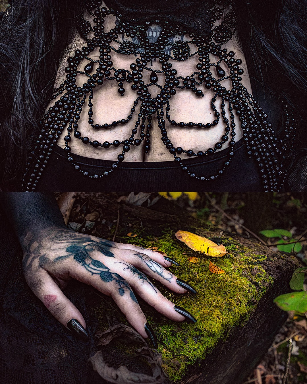 Leaf pattern black and grey tattoo on the hand by Sydney