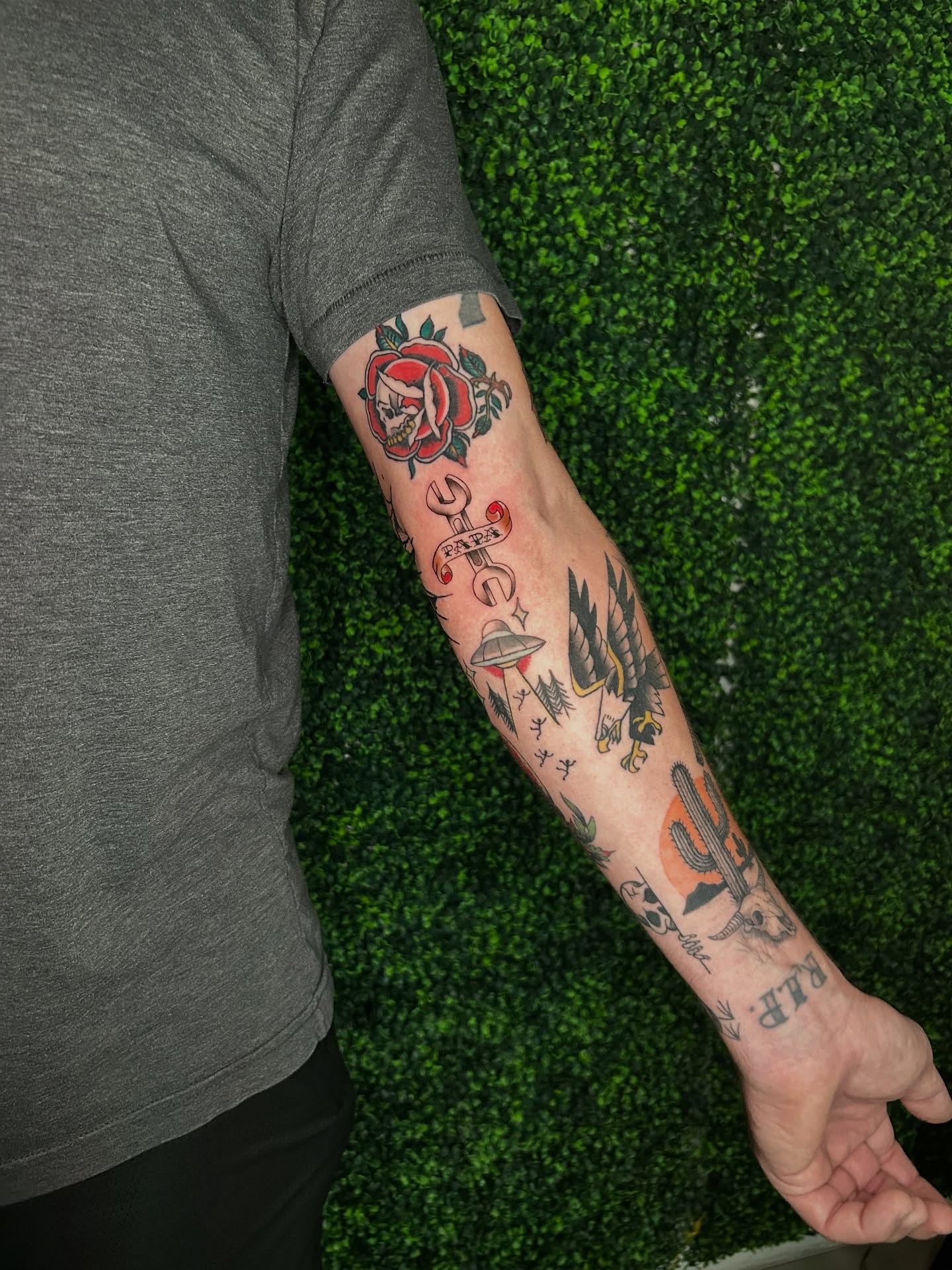 Tattoo American traditional tattoo on the forearm by Melissa C, Phoenix, Arizona