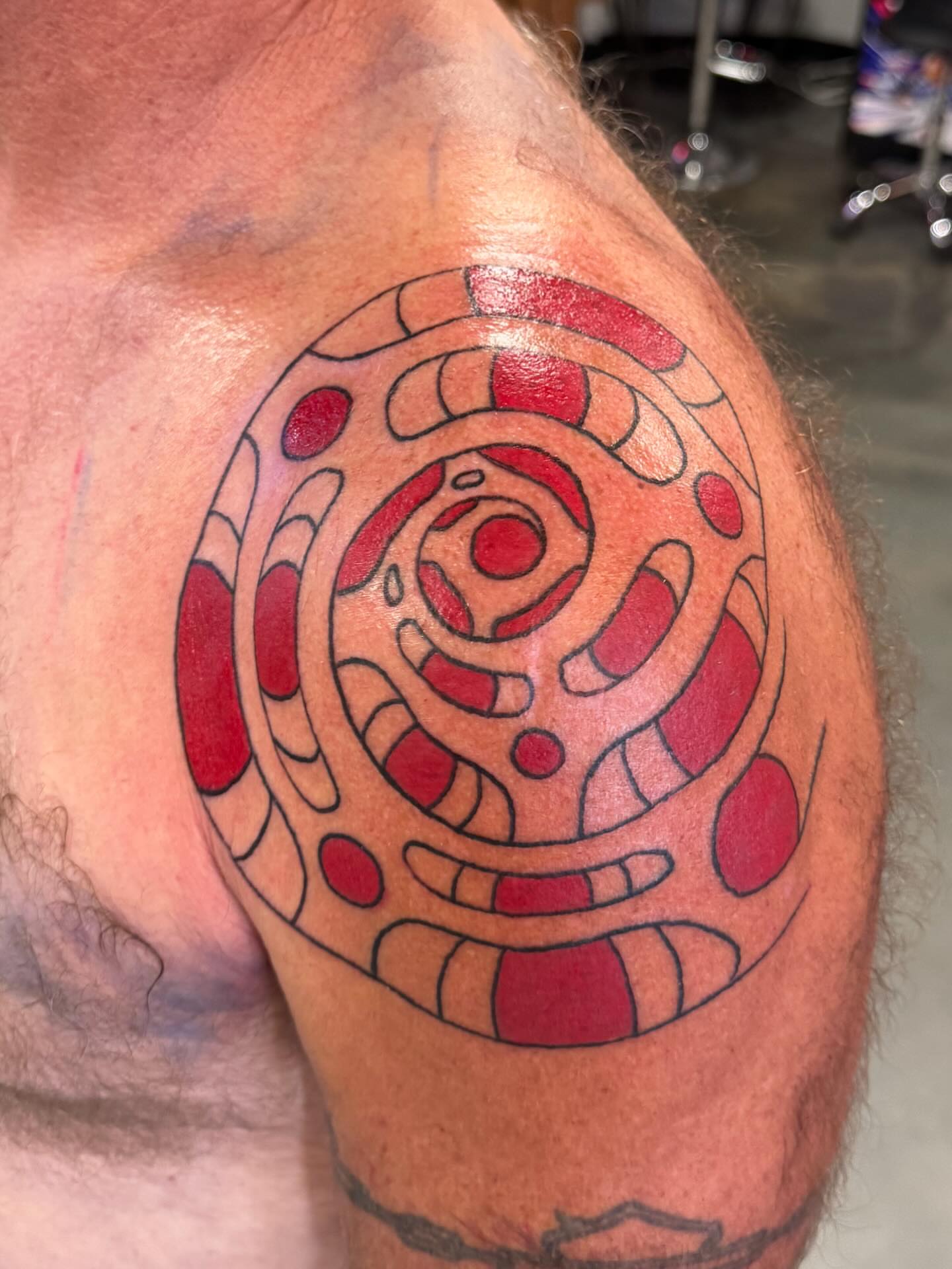 Geometric pattern geometric tattoo on the shoulder by spikecitytattoo