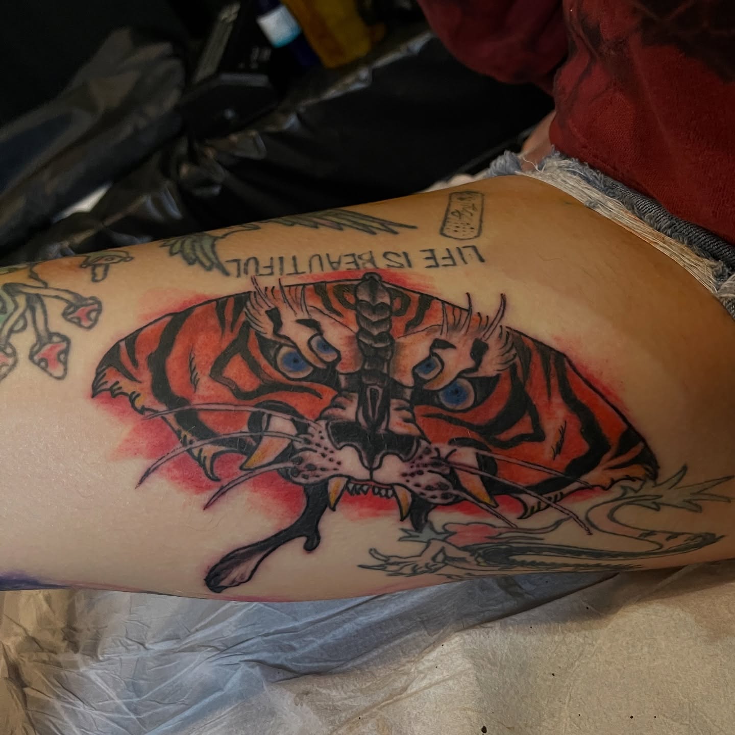 Tattoo by @tat2garrett — american_traditional, dotwork