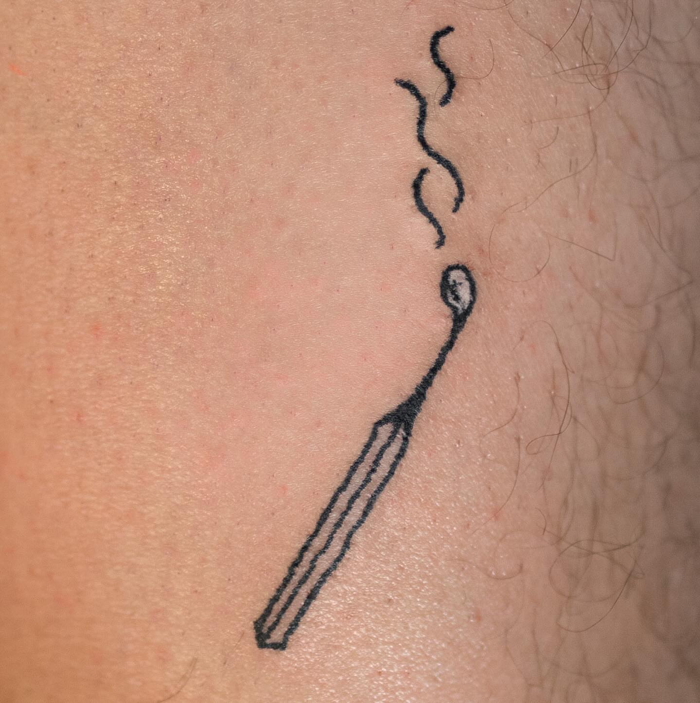 Toothbrush black and grey tattoo on the forearm by Flash Boom Bang Tattoo