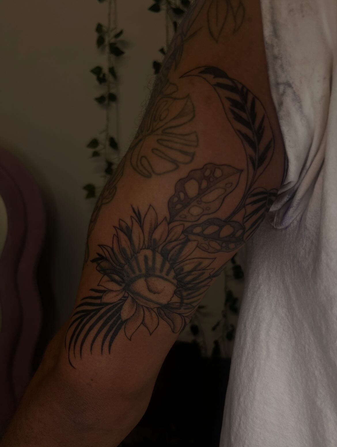 Lotus flower black and grey tattoo on the forearm by Luna 🌙