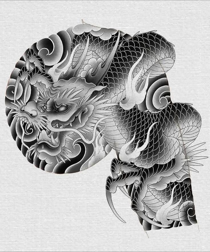 Tattoo by @lulutatt2s — japanese_irezumi, black_and_grey