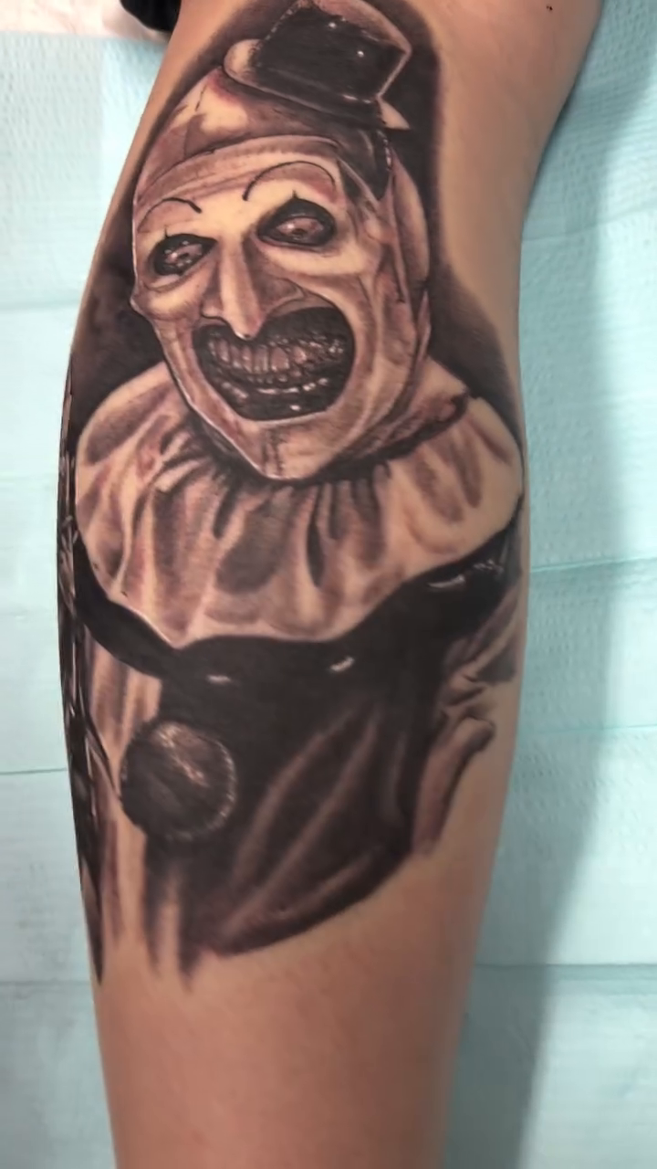 Art the Clown realism tattoo by Look