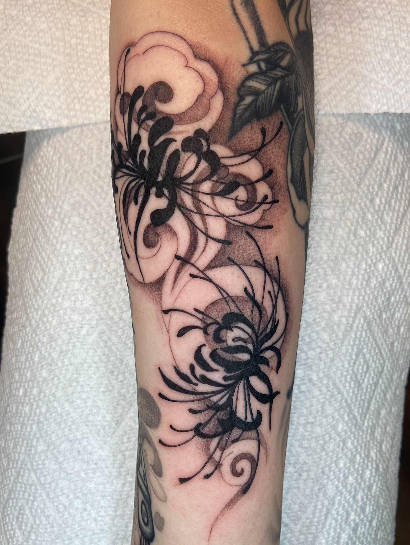 Tattoo by @quinndoskis — black_and_grey