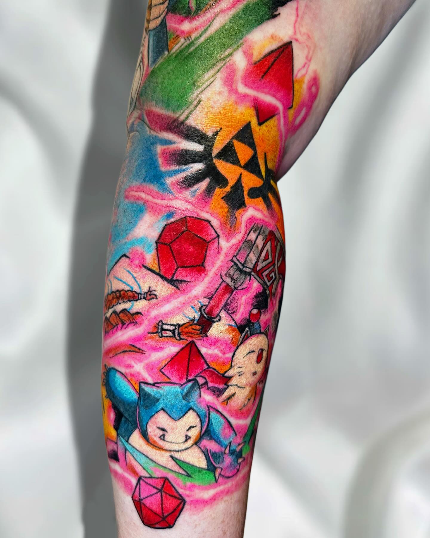 Legend of zelda characters new school tattoo on the forearm by Lex