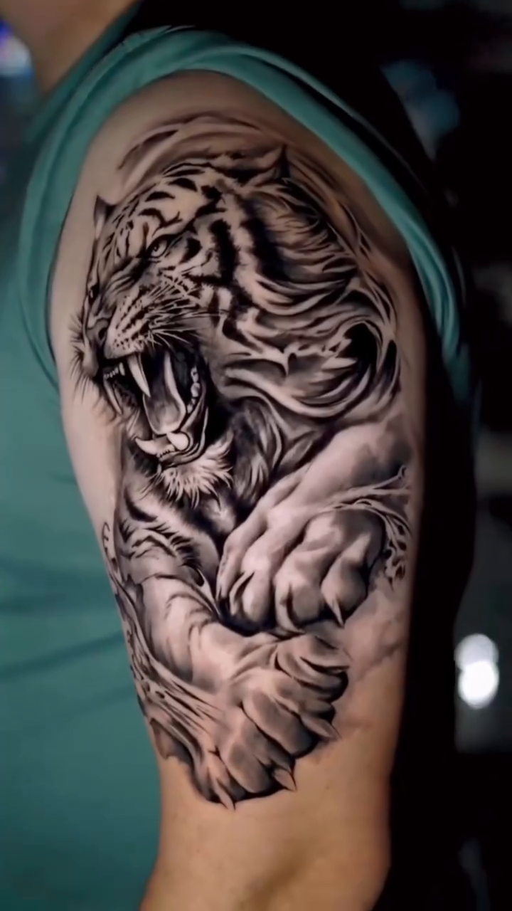 Tiger realism tattoo by Charlotte Tattoo Artist