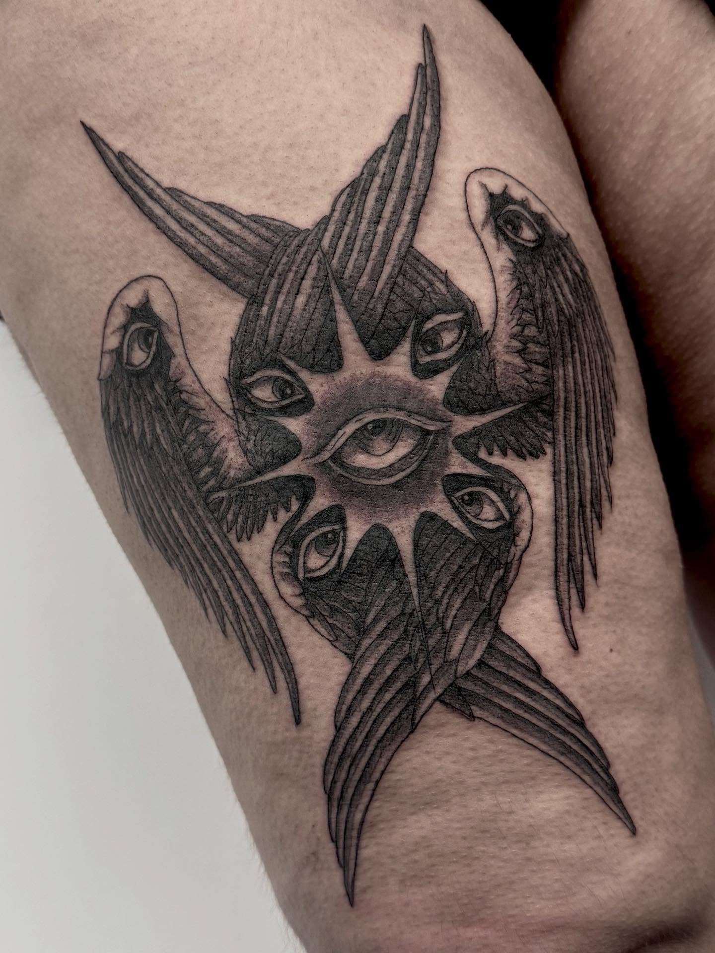 Tattoo by @gutsandink — black_and_grey, geometric