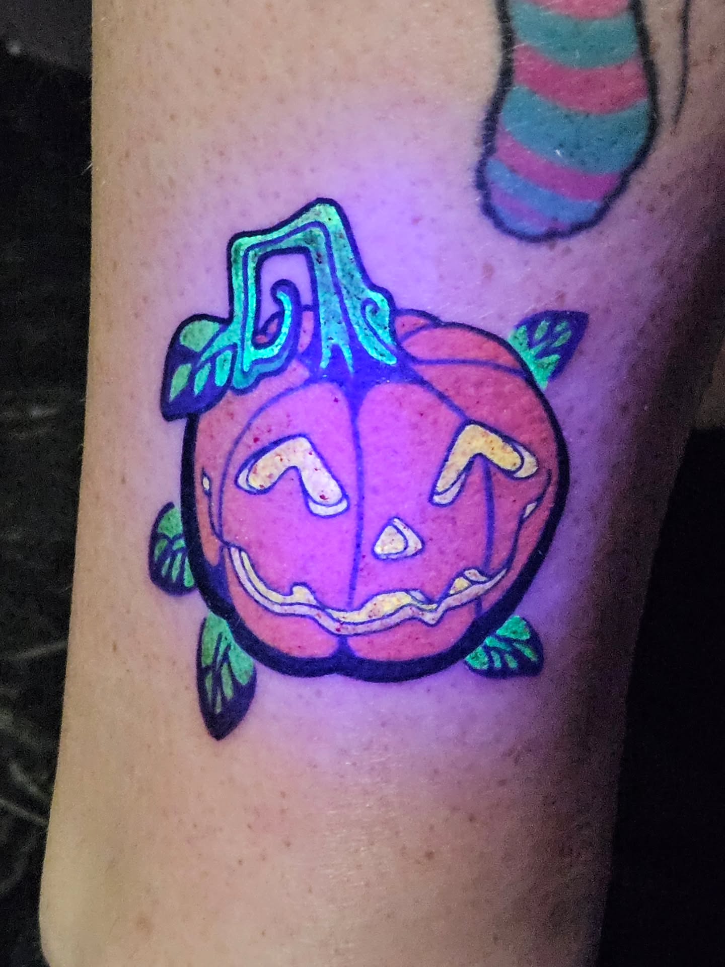 Pumpkin new school tattoo on the forearm by Bellz Rehder