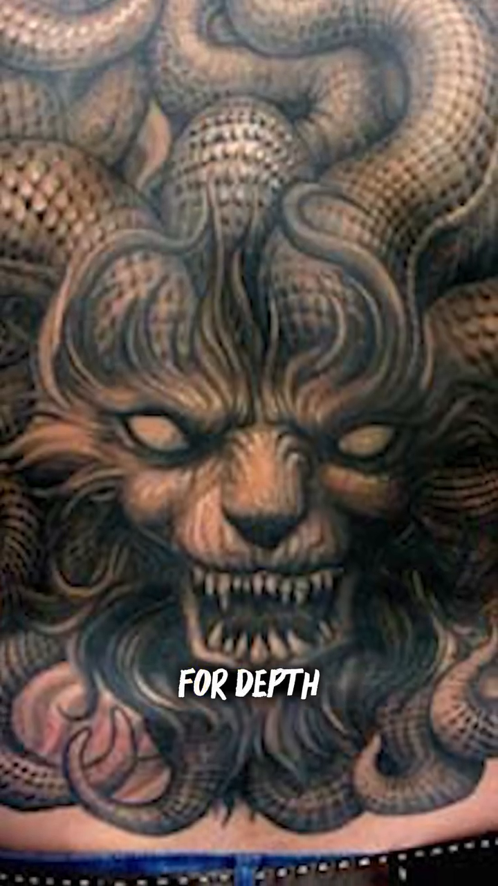 Lion's head realism tattoo by Paul Booth