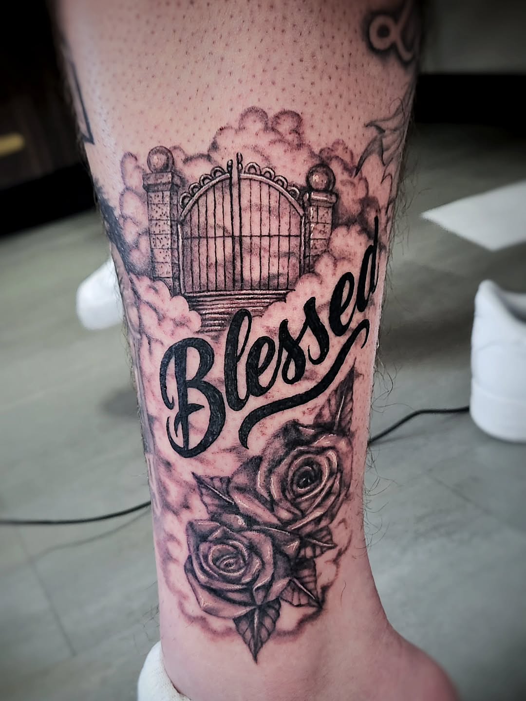 Tattoo by @sacredgemometry — black_and_grey