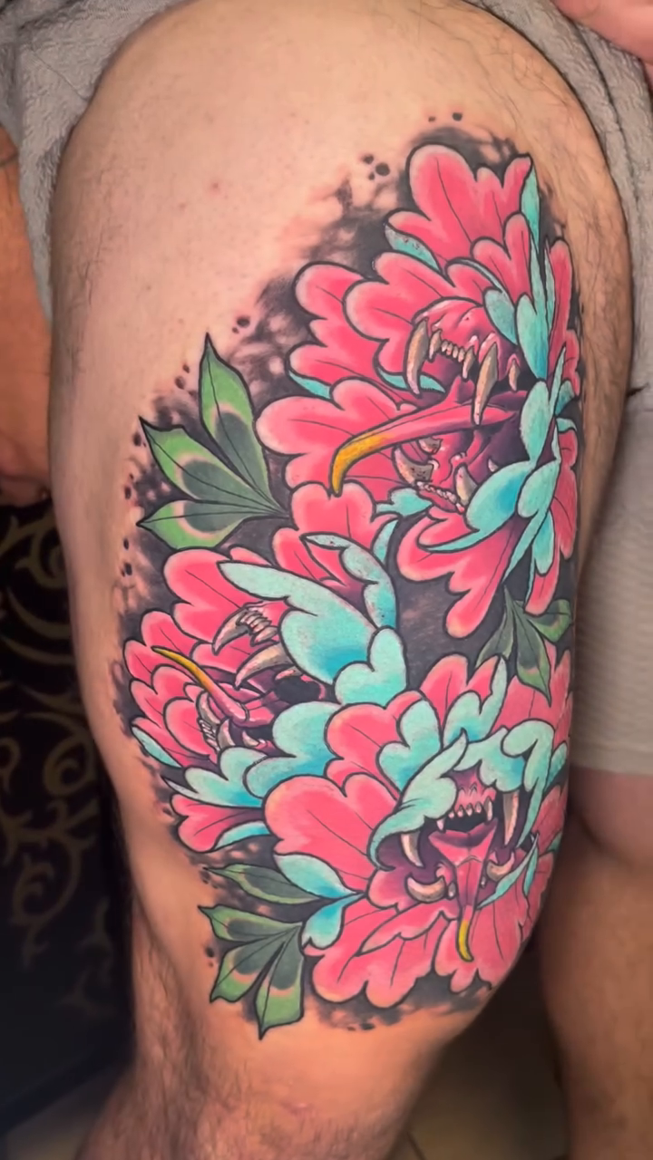 Peony and snake japanese irezumi tattoo by Willy Cutlip