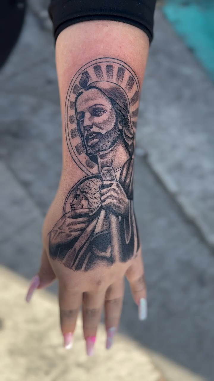 Jesus Christ realism tattoo by Hades cabrera, Richmond, Virginia