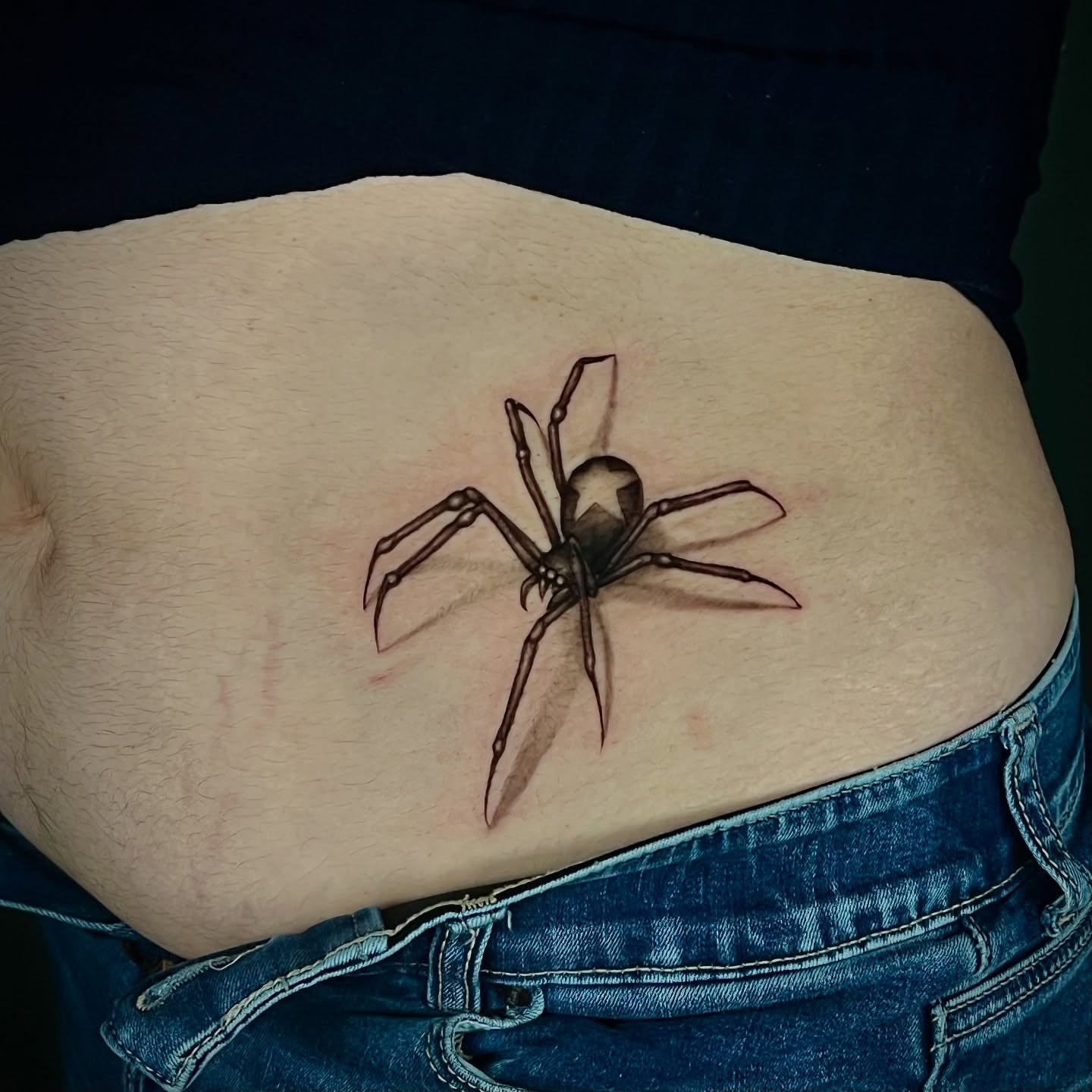 Spider realism tattoo on the thigh by ☆ Kelly ☆
