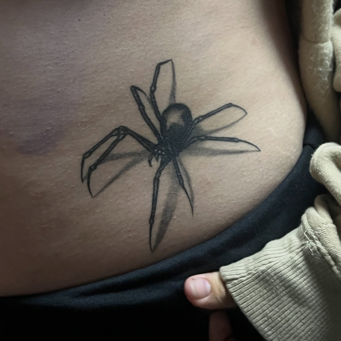 Spider black and grey tattoo on the ribs by ☆ Kelly ☆