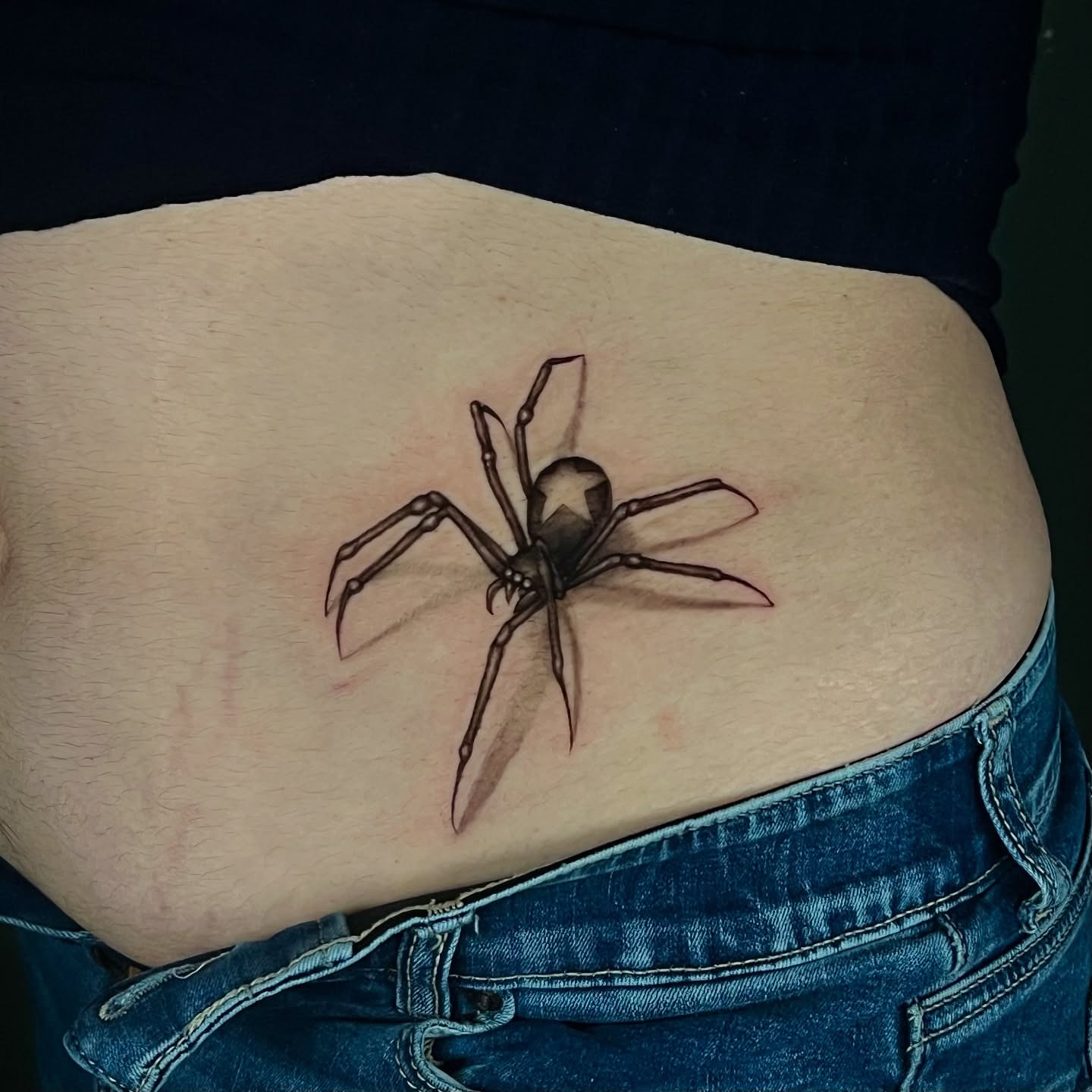 Spider realism tattoo on the thigh by ☆ Kelly ☆