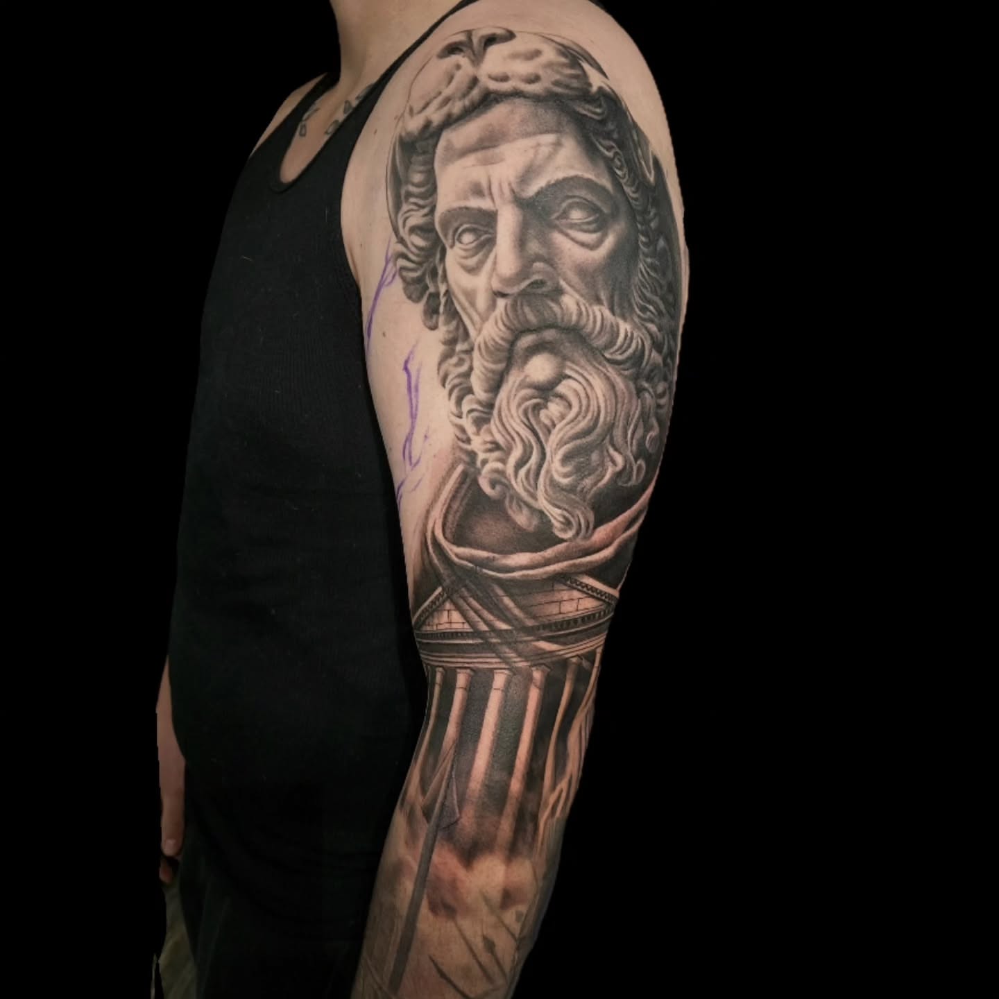 Bearded man realism tattoo on the forearm by Gabrielle Nicole Soucie