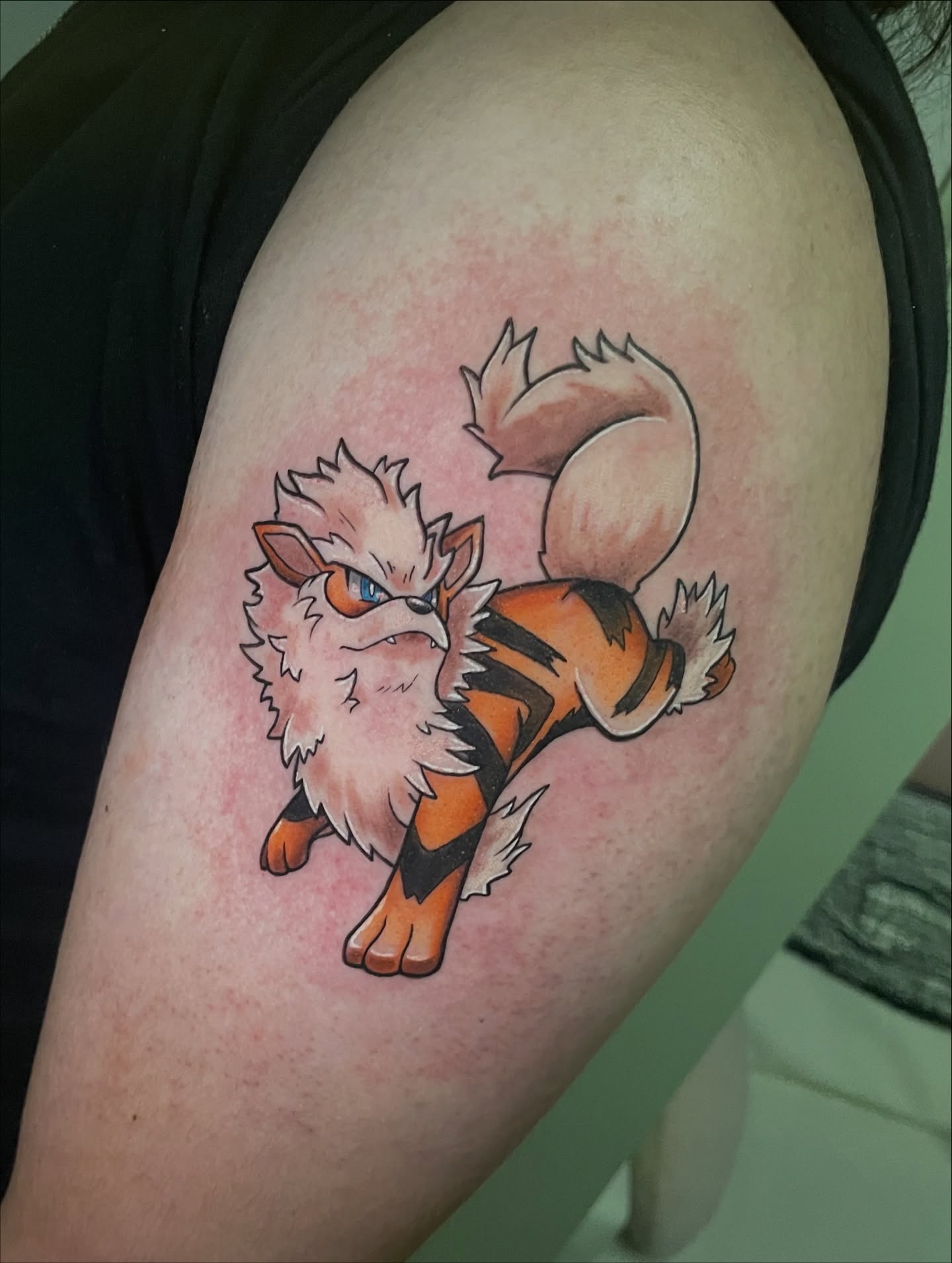 Arcanine anime tattoo on the thigh by 𝑲𝒂𝒊𝒕 𝑨𝒏𝒅𝒆𝒓𝒔𝒆𝒏