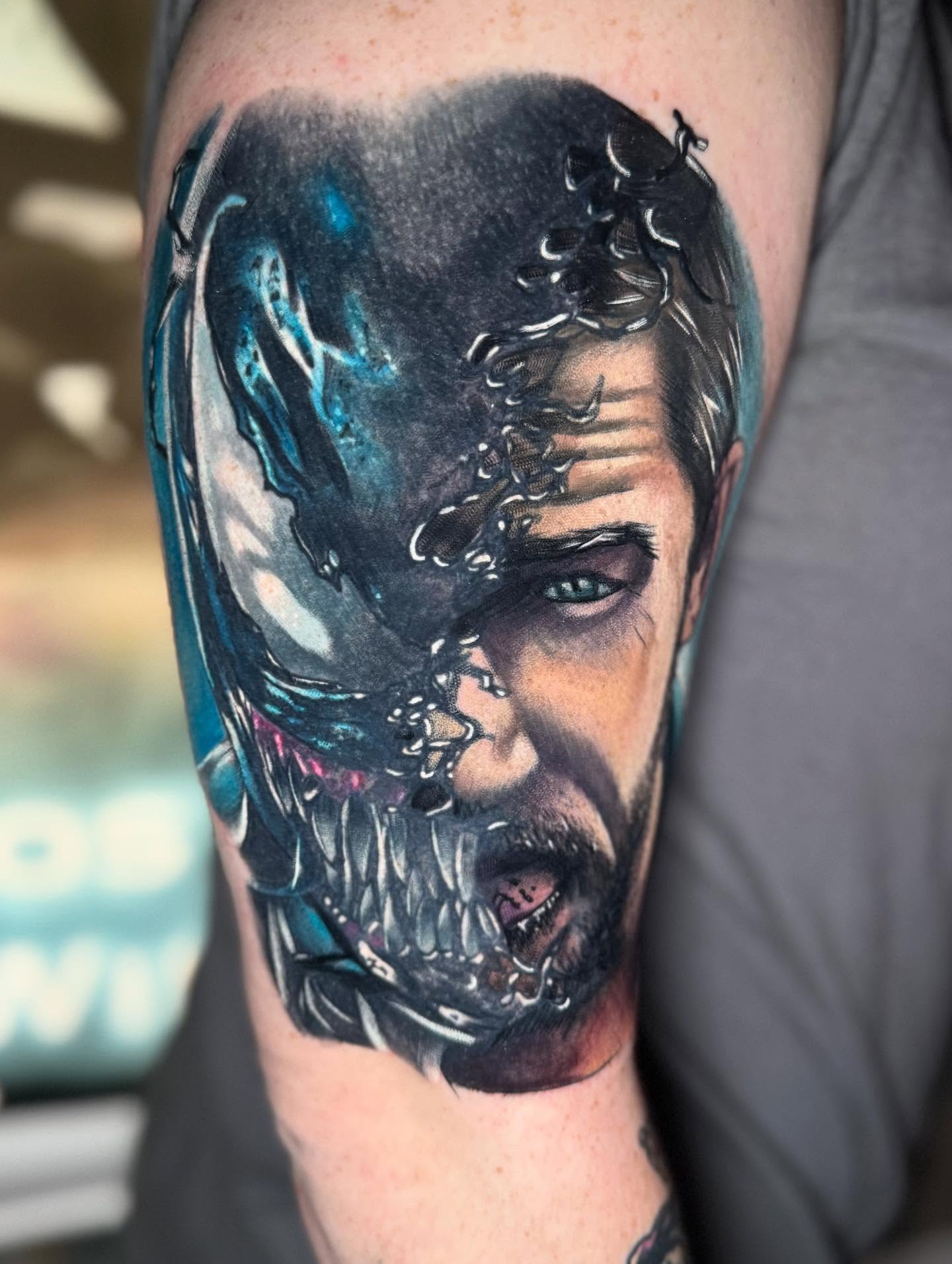 Man's face realism tattoo on the forearm by Bethany_pensacola fl body piercer