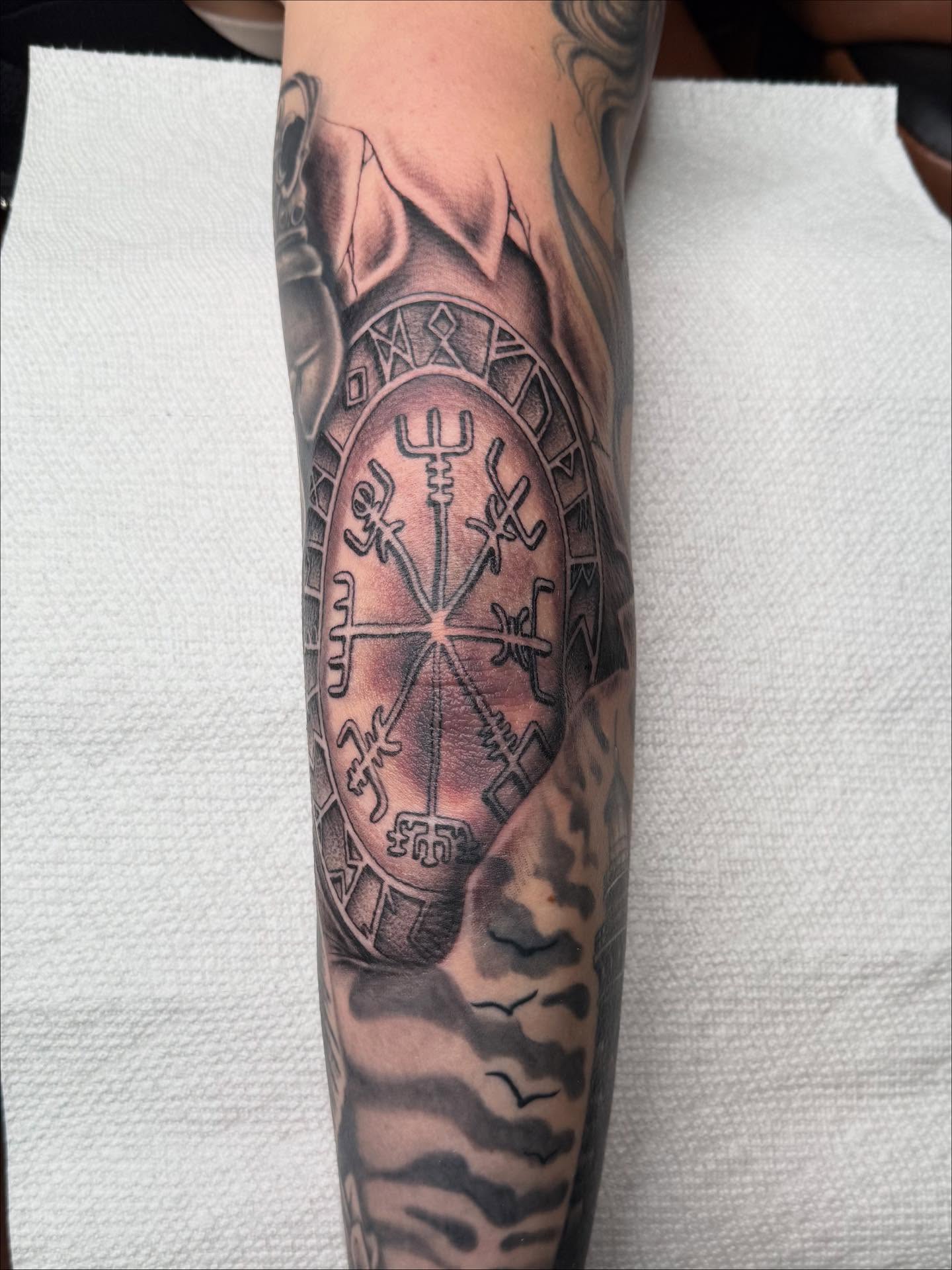 Vegvisir compass realism tattoo on the forearm by Las Vegas Tattoo Artist