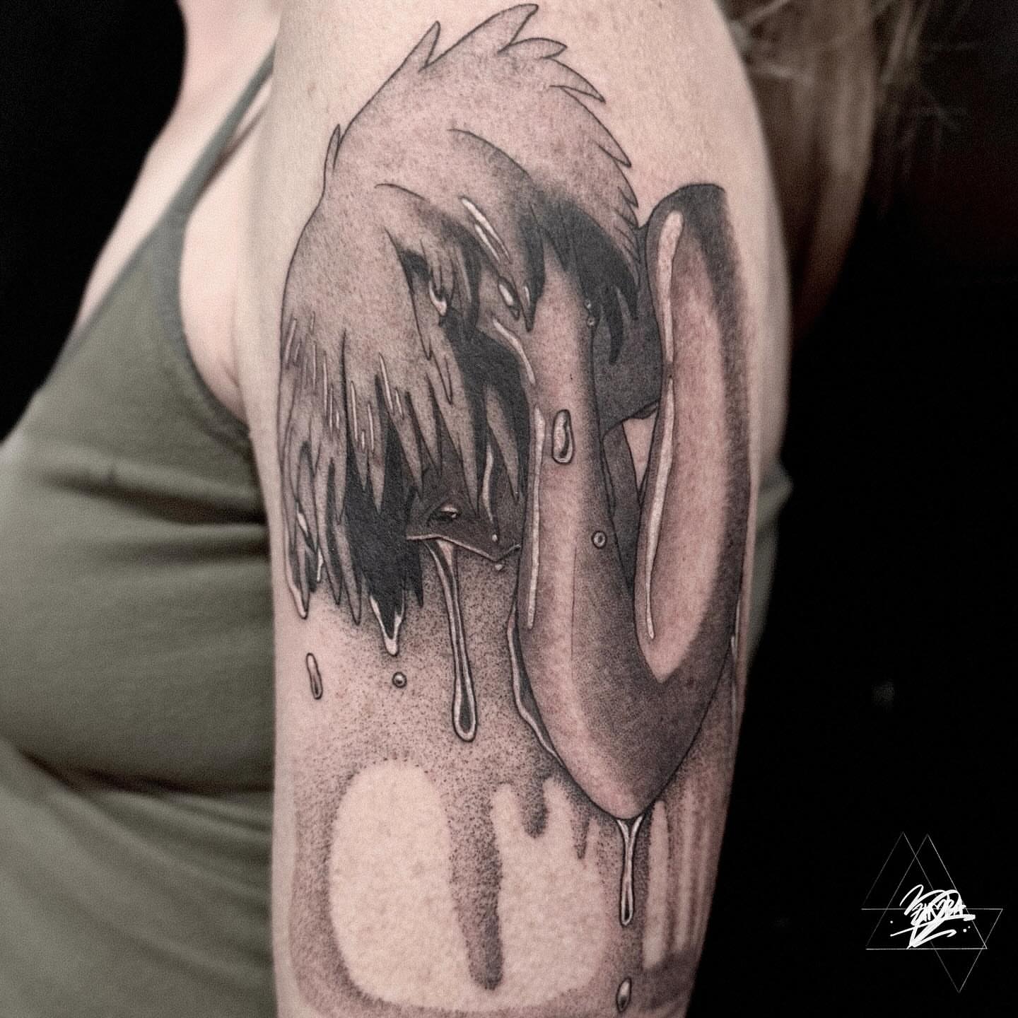 Melting swan realism tattoo on the forearm by Zhorana Devi