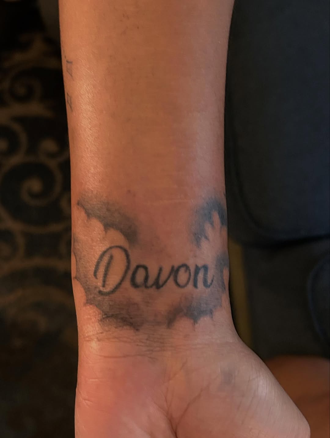 Name tattoo tattoo on the forearm by JE