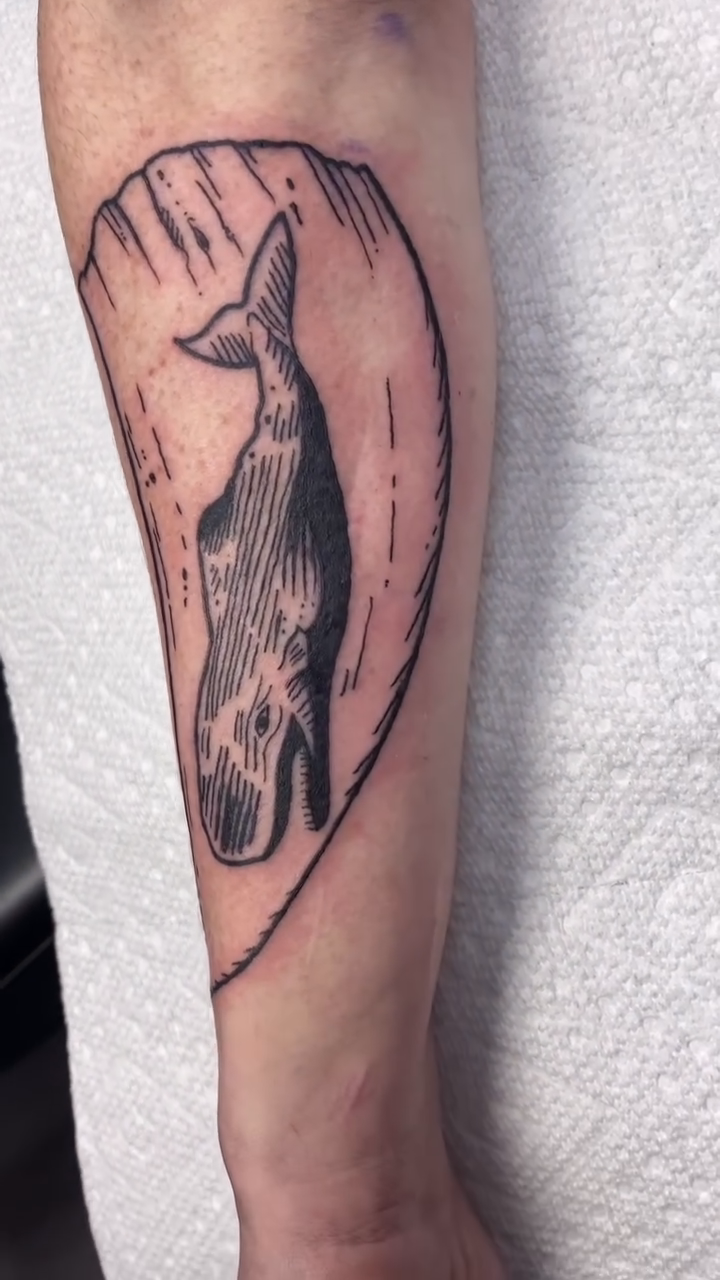 Whale realism tattoo by Mike Gorman - Portland Maine Tattoo Artist, Portland, Maine