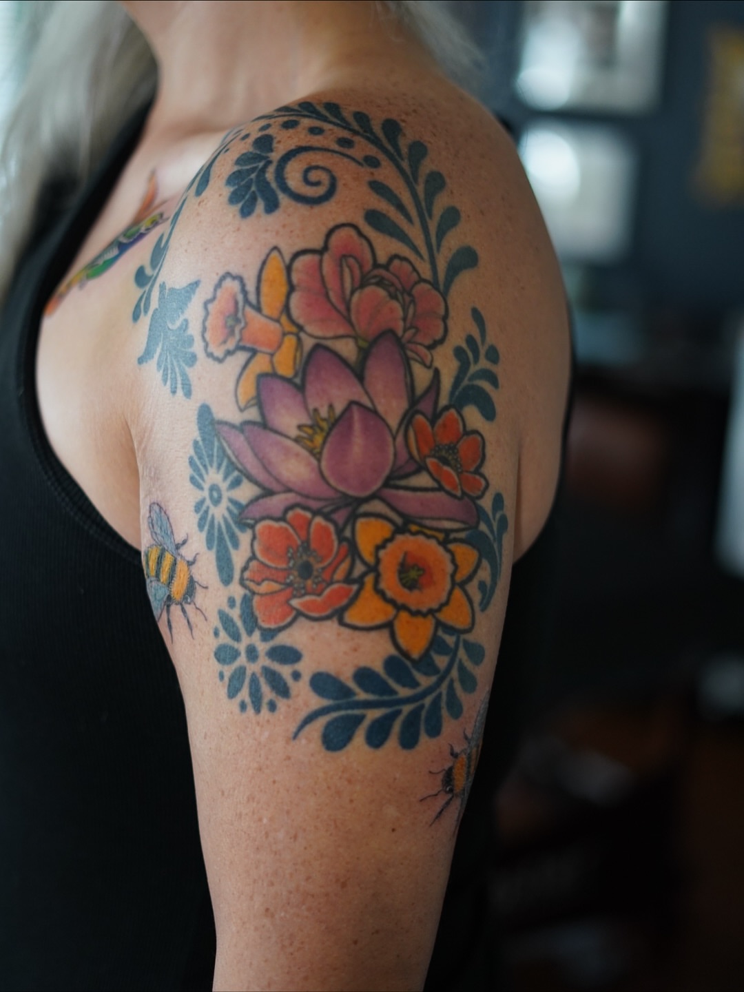 Tattoo by @julioferrerart — american_traditional, dotwork