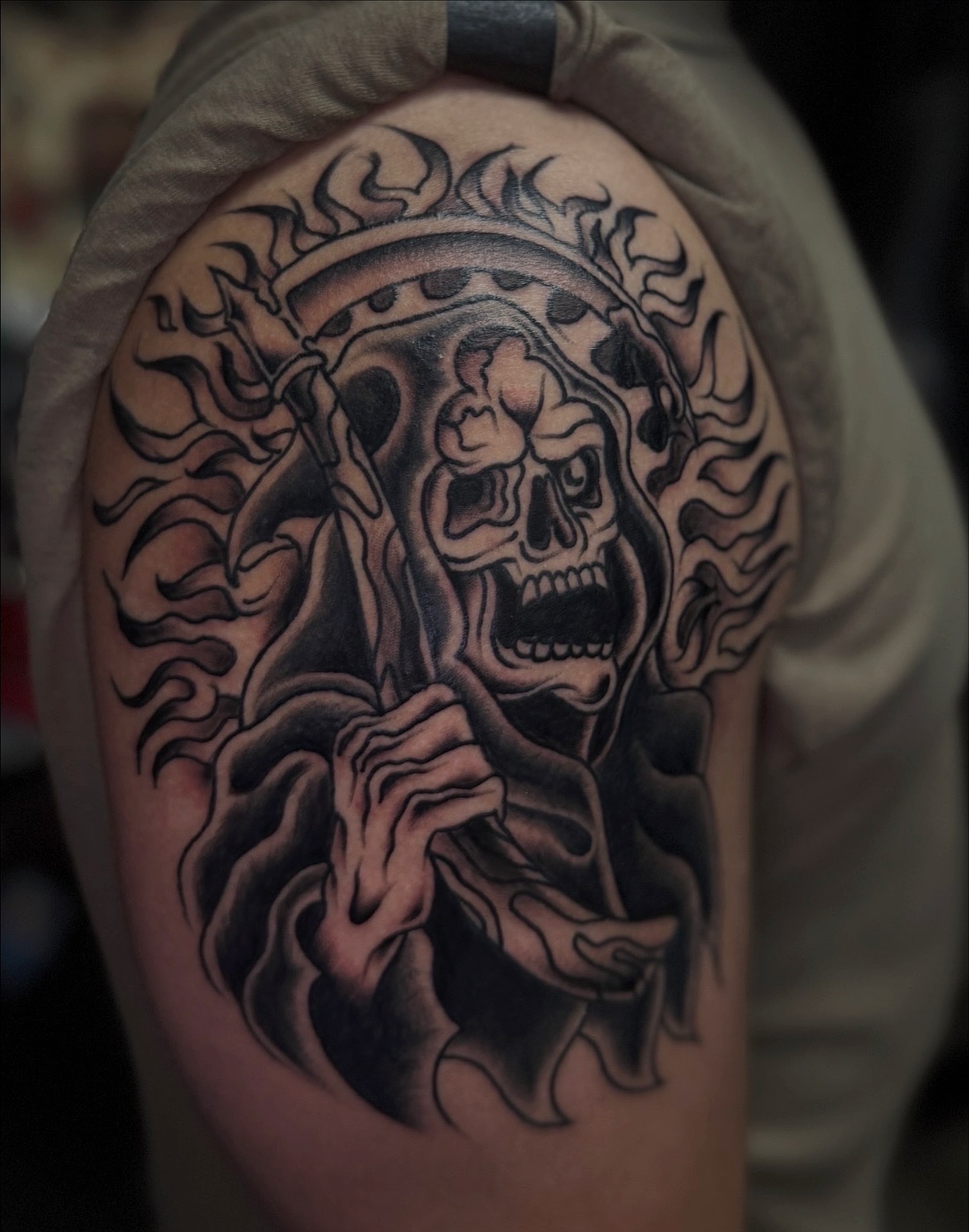 Tattoo by @preston.tattoos β black_and_grey, dark_realism