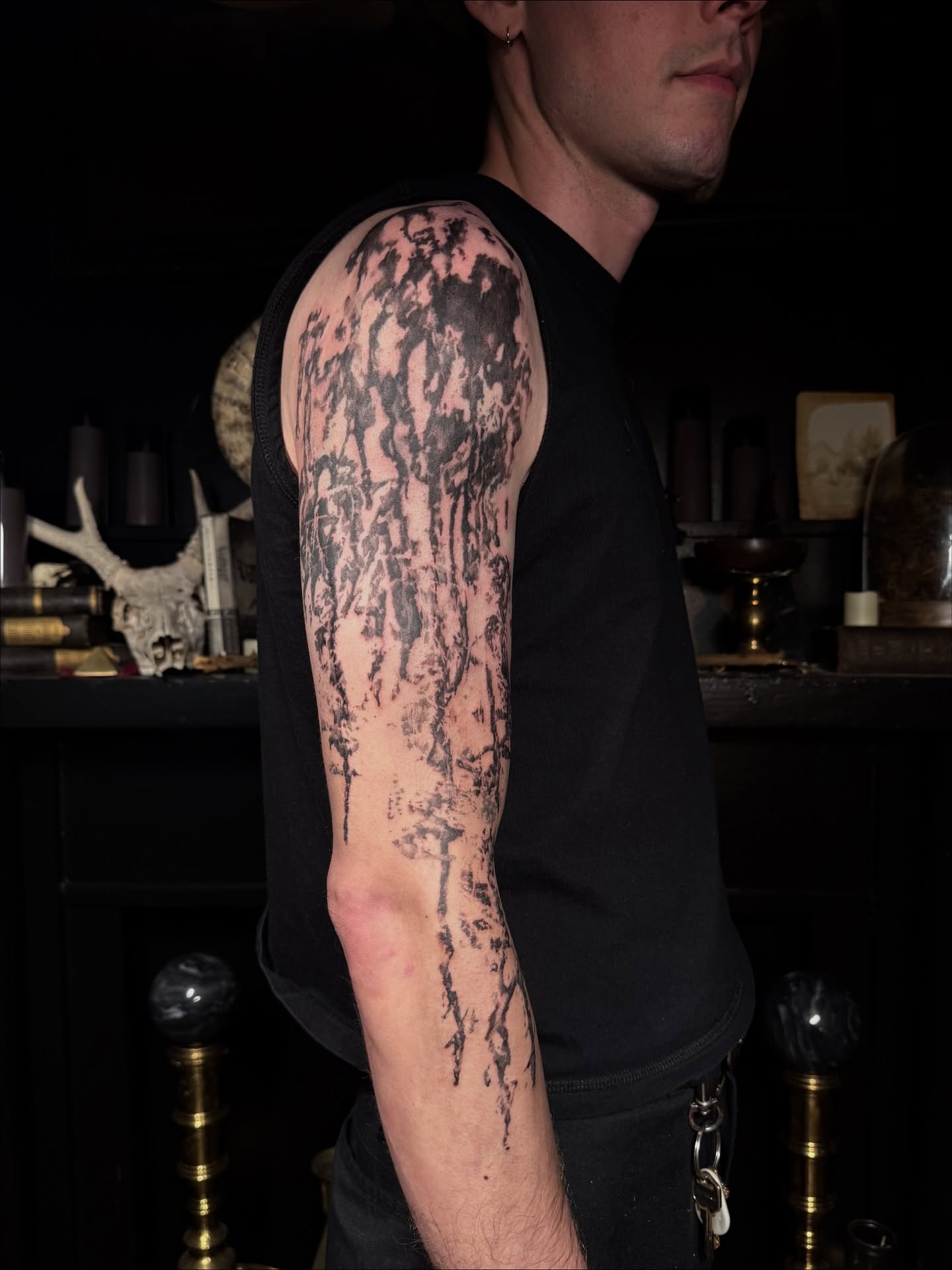 Abstract tree dotwork tattoo on the forearm by Jamie Draven 🐺