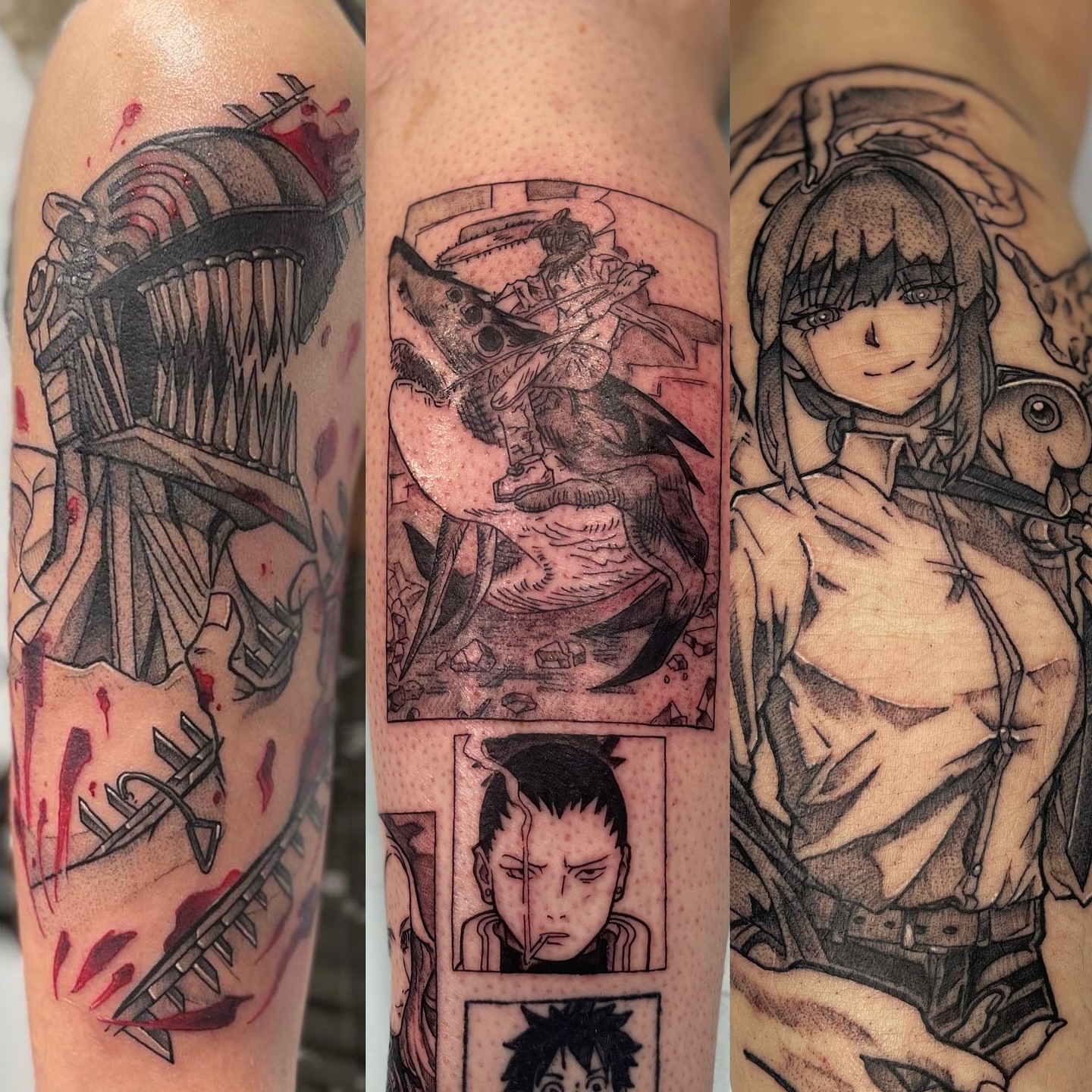 Tattoo by @jonathanharts_ — anime, dotwork